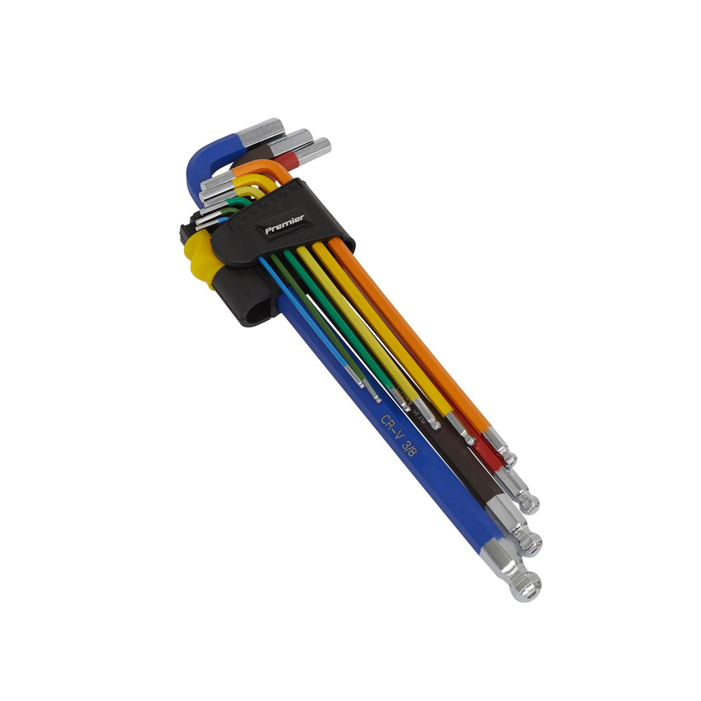 Sealey Ball-End Hex Key Set Extra-Long 9pc Colour-Coded Imperial