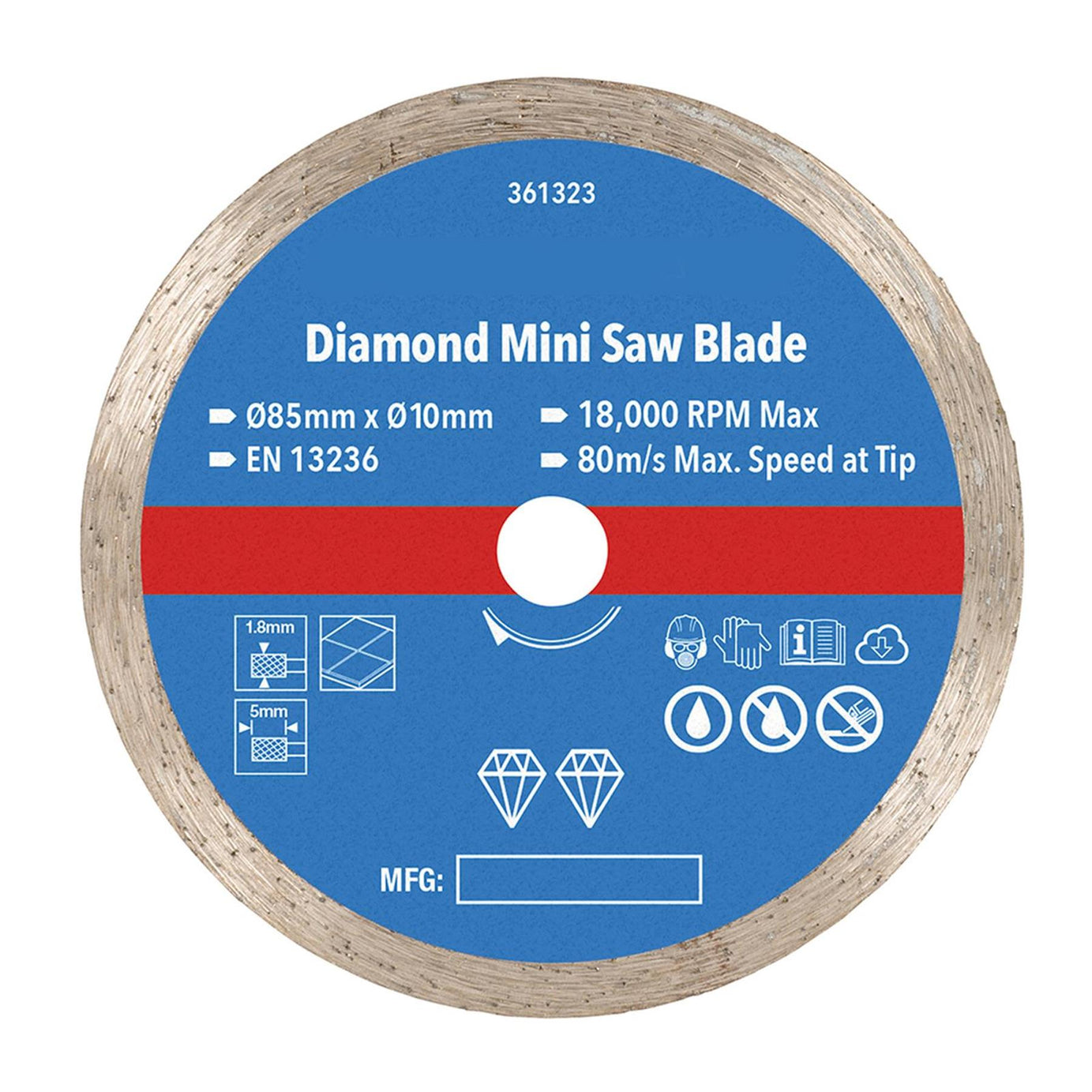 Diamond Mini Saw Blade 85mm Dia - 10mm Bore For Cutting Wall And Floor Tiles