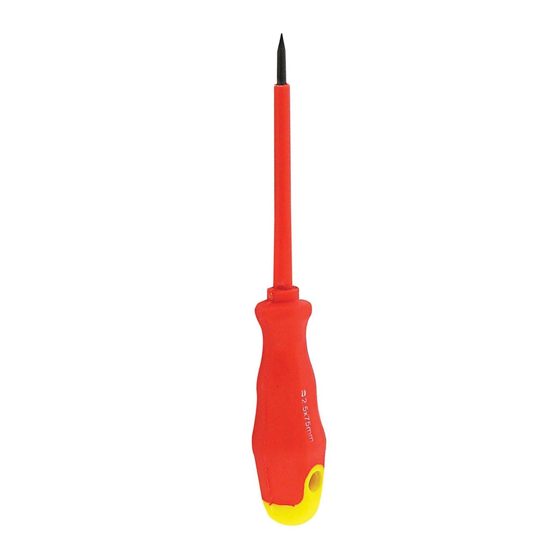 Insulated Soft-Grip Screwdriver Slotted 2.5 X 75mm With Hardened Slotted Tip