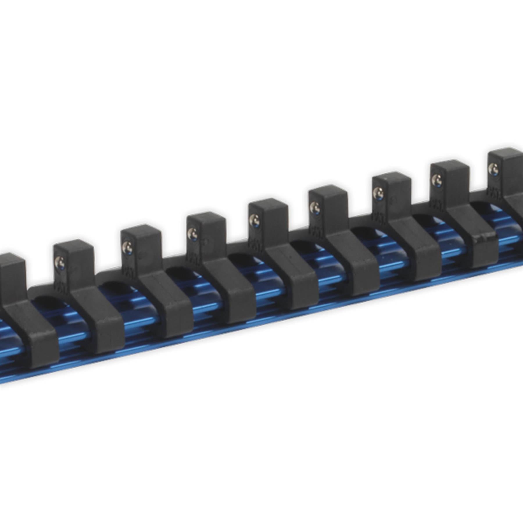 Sealey Socket Retaining Rail with 14 Clips Aluminium 1/4"Sq Drive