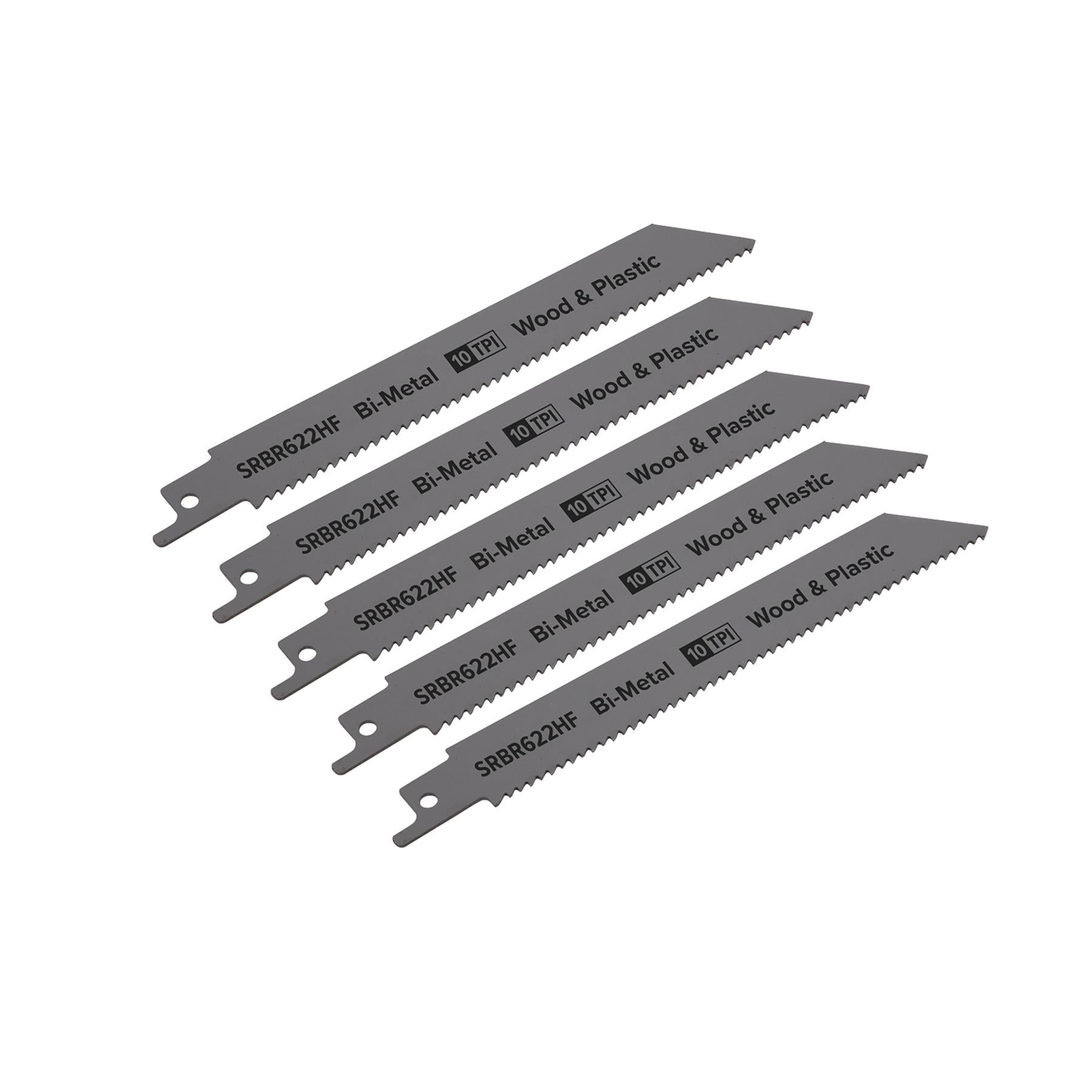 Sealey Reciprocating Saw Blade Wood & Plastics 150mm 10tpi - Pack of 5