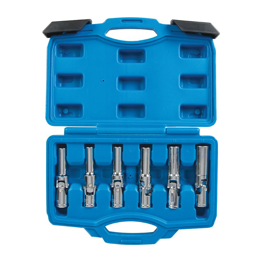 Glow Plug & Spark Plug Socket Set 6 3/8" / 8 - 16mm With Double-Pin Type Joint