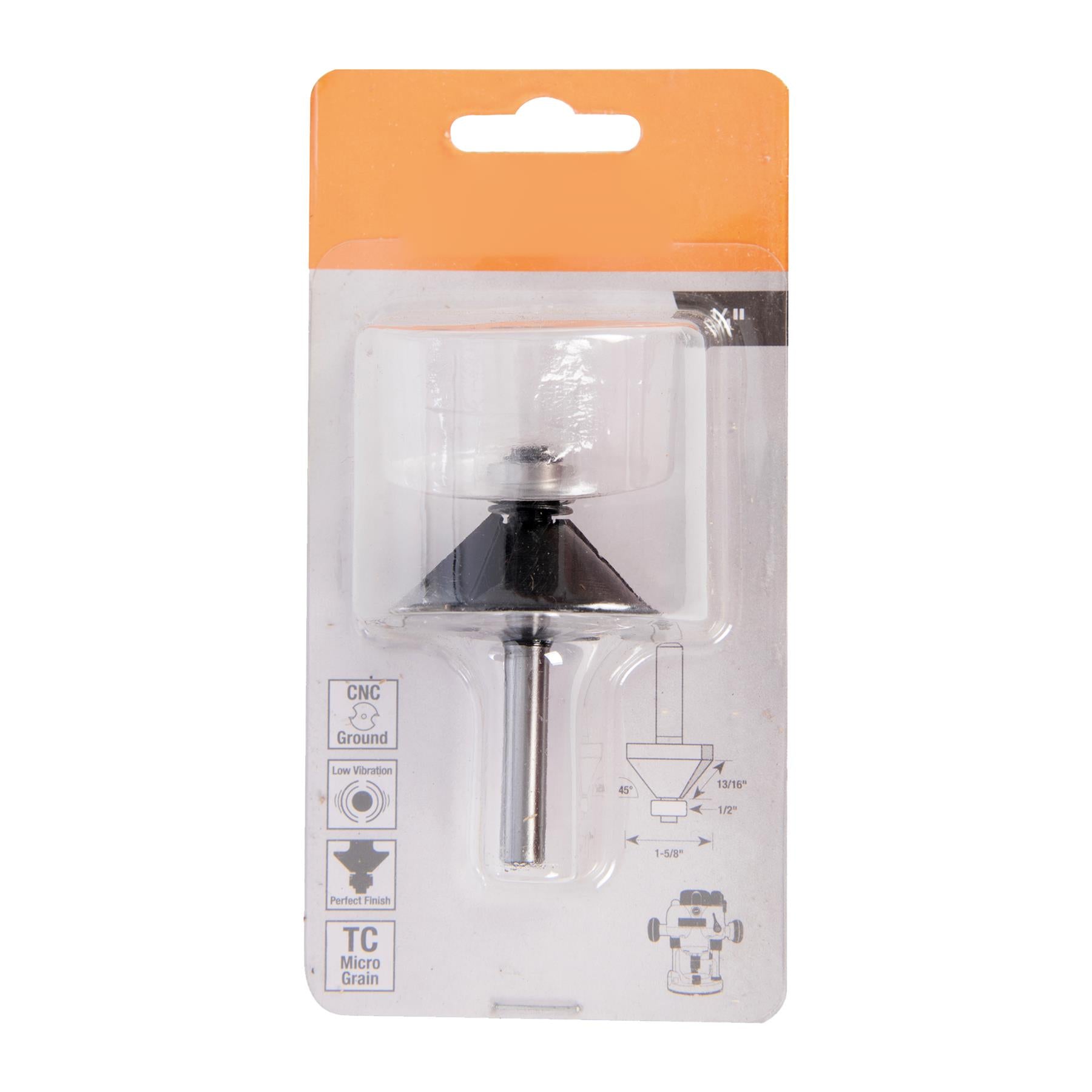 1/4" Chamfer Bit 1 5/8" X 13/16" 45° Premium Tungsten Carbide Cutting Edge