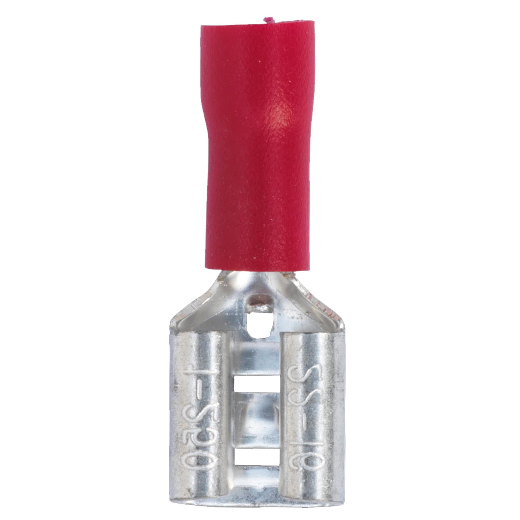 Sealey Push-On Terminal 6.3mm Female Red Pack of 100