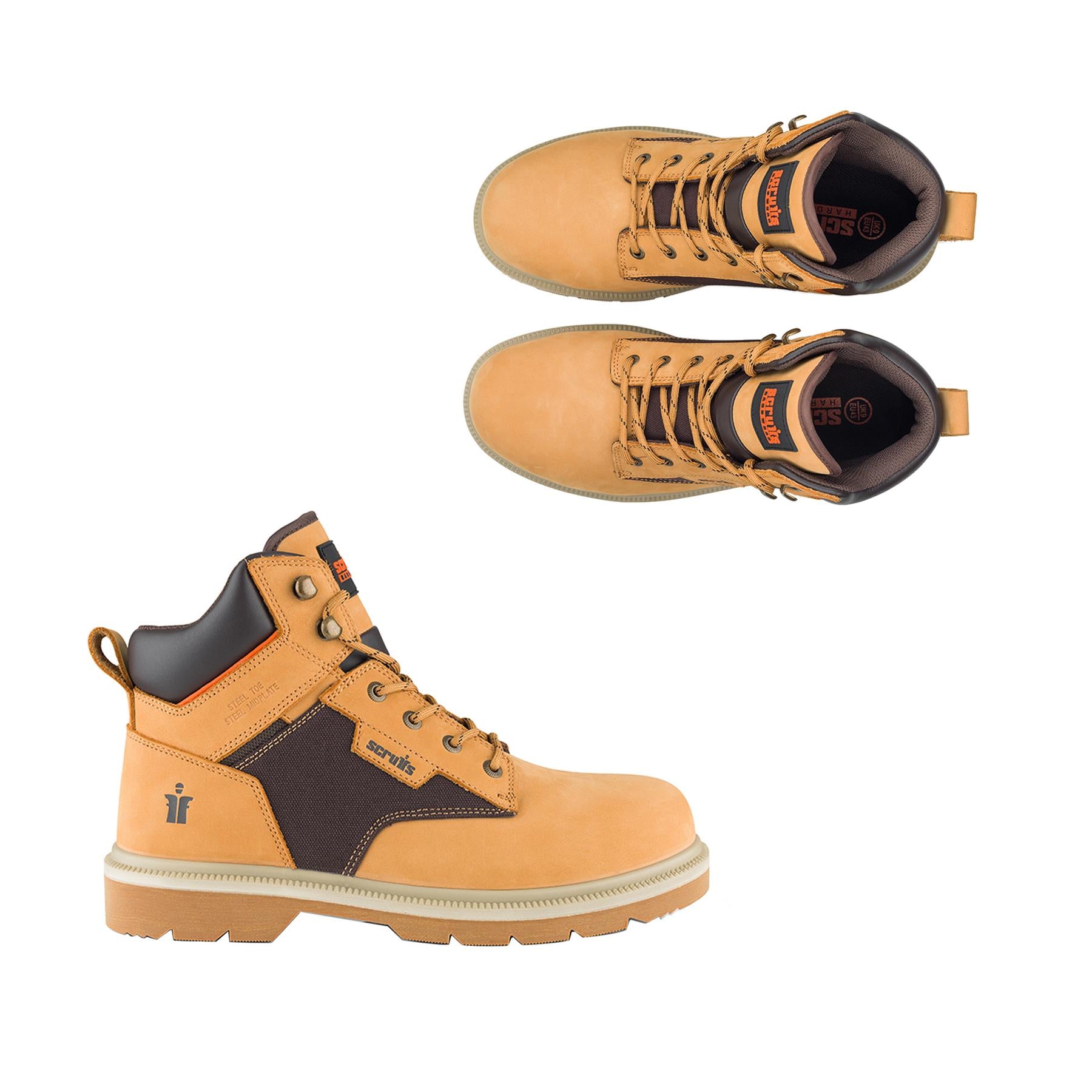 Scruffs Twister 6 Safety Boots Tan Size 10.5 / 45 Slip-Resistant
