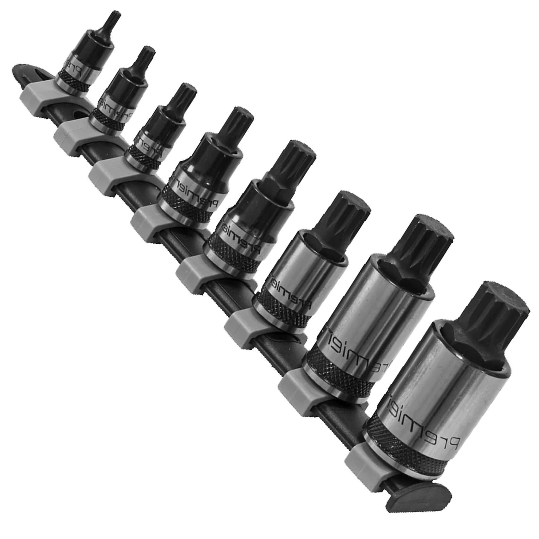 Sealey Spline Socket Bit Set 8pc 1/4", 3/8", 1/2"Sq Dr Black Series