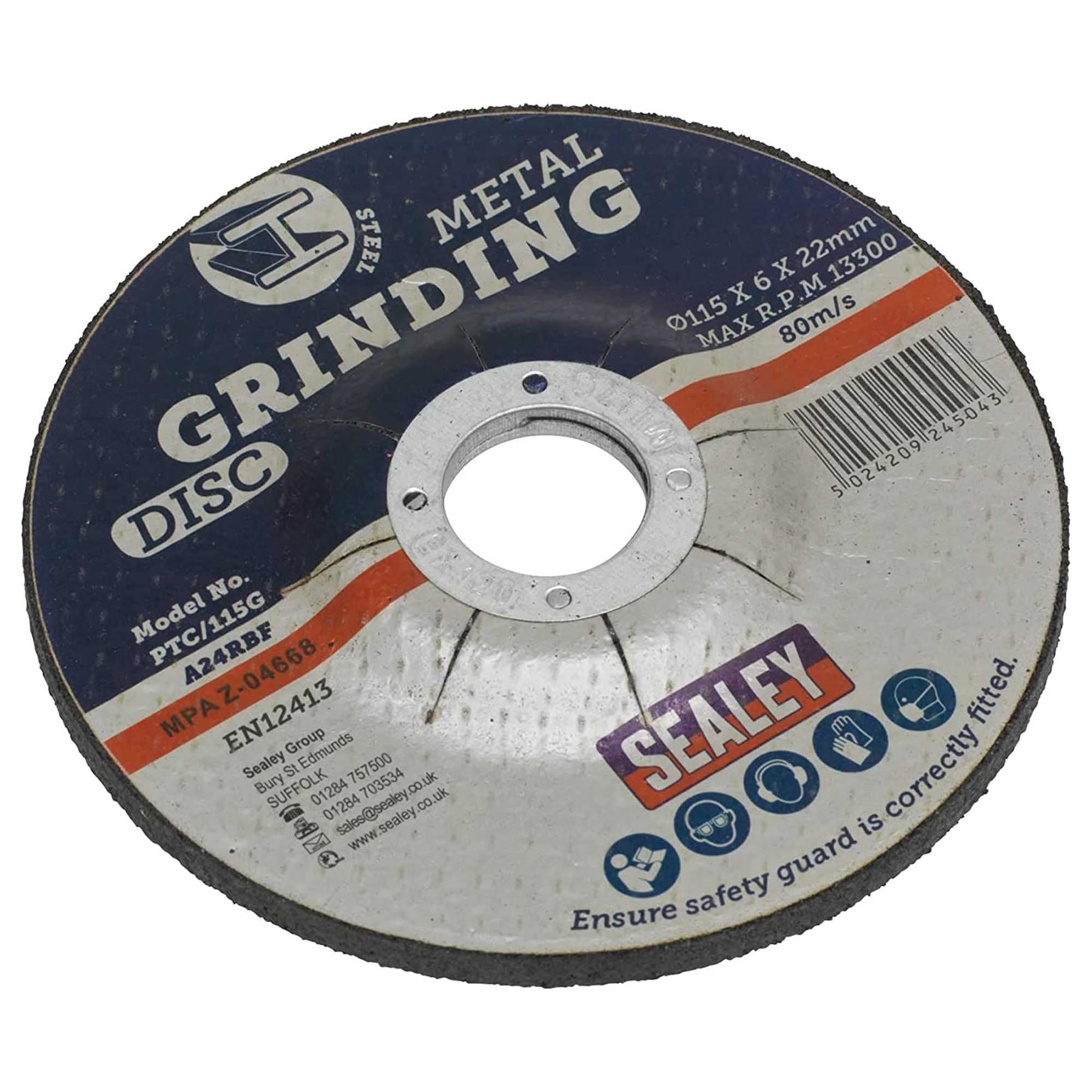 Sealey Grinding Disc �115 x 6mm �22mm Bore - Pack of 12