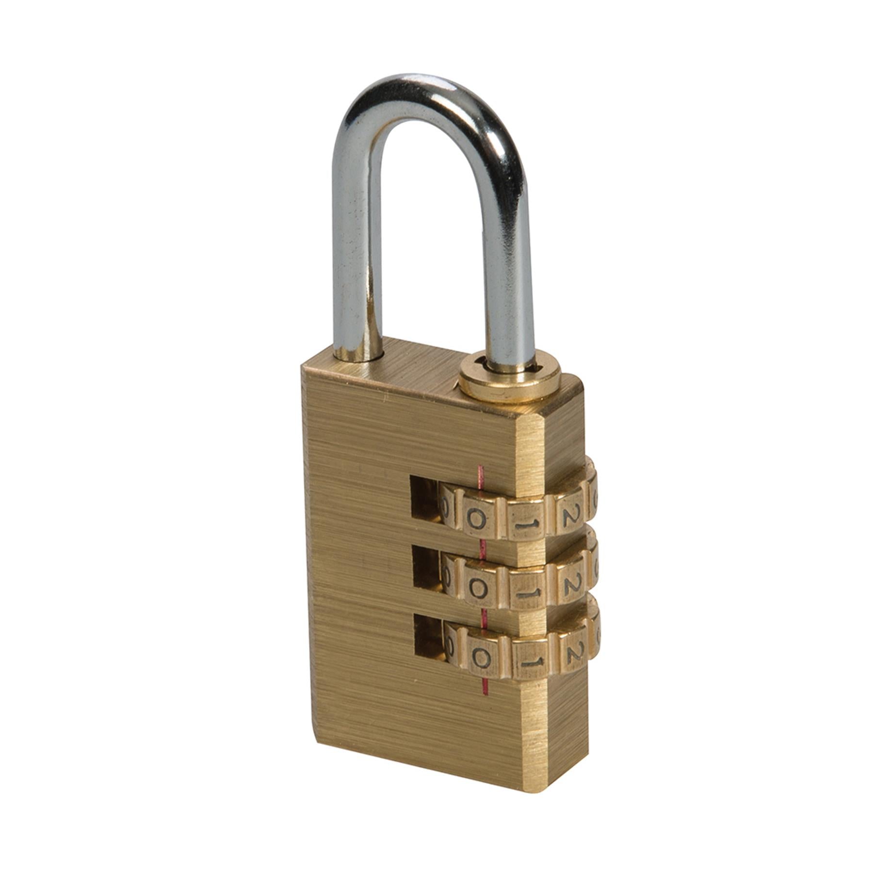 3-Digit Combination Padlock Brass 3-Digit Combination W X H X Th: 28 X 41 X 12mm