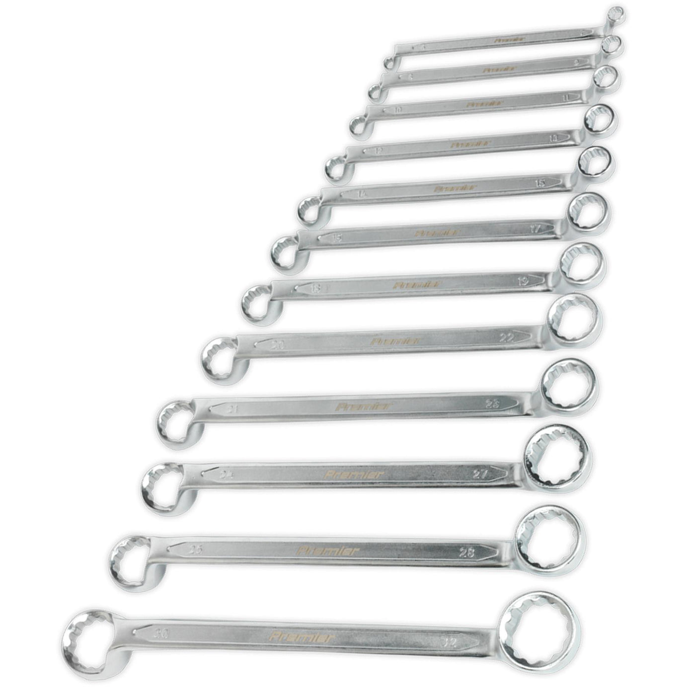 Sealey Offset Double End Ring Spanner Set 12pc Metric