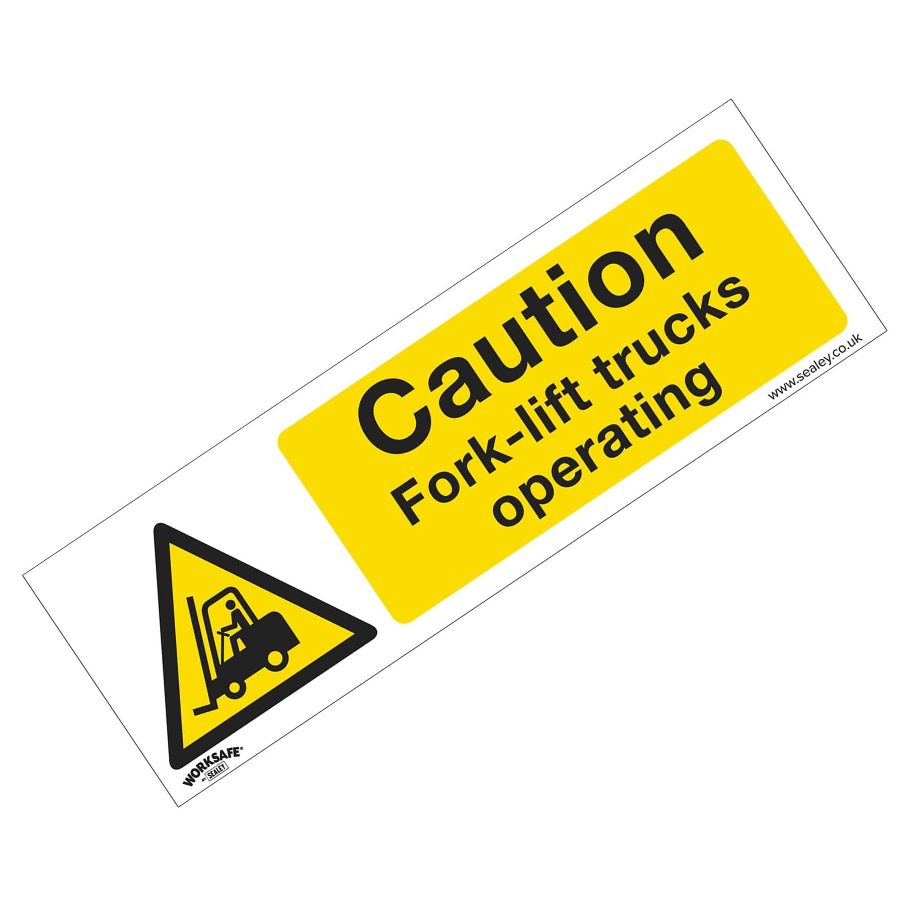 Warning Safety Sign - Caution Fork-Lift Trucks - Self-Adhesive Vinyl