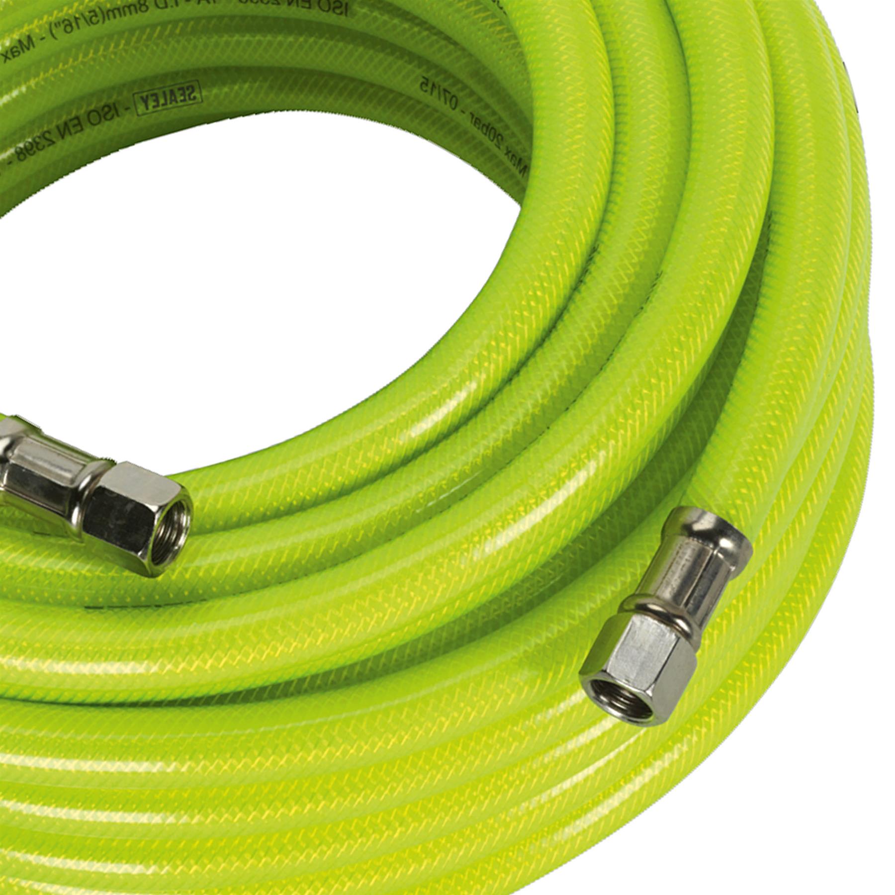 Sealey Air Hose High-Visibility 15m x �8mm with 1/4"BSP Unions