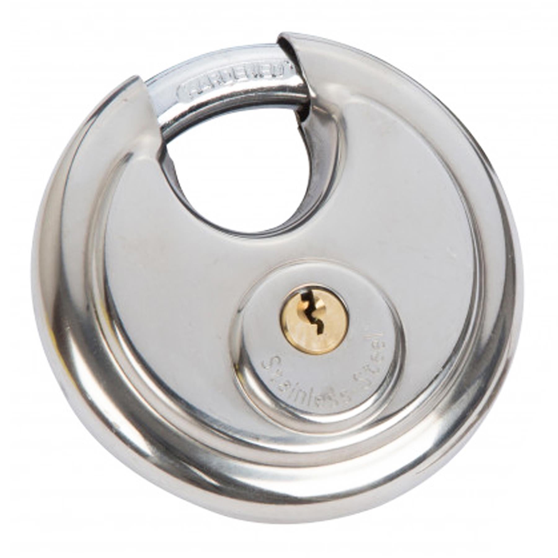 BlueSpot 90mm Disc Padlock Shackle Stainless Steel 2 Keys Waterproof