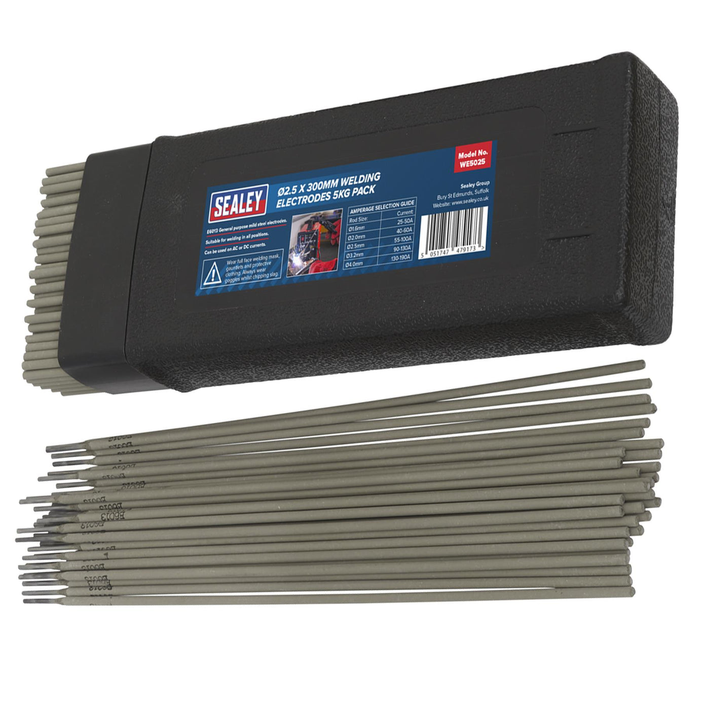 Welding Electrodes 2.5 x 300mm 5kg Pack.mild steel electrodes made Sealey