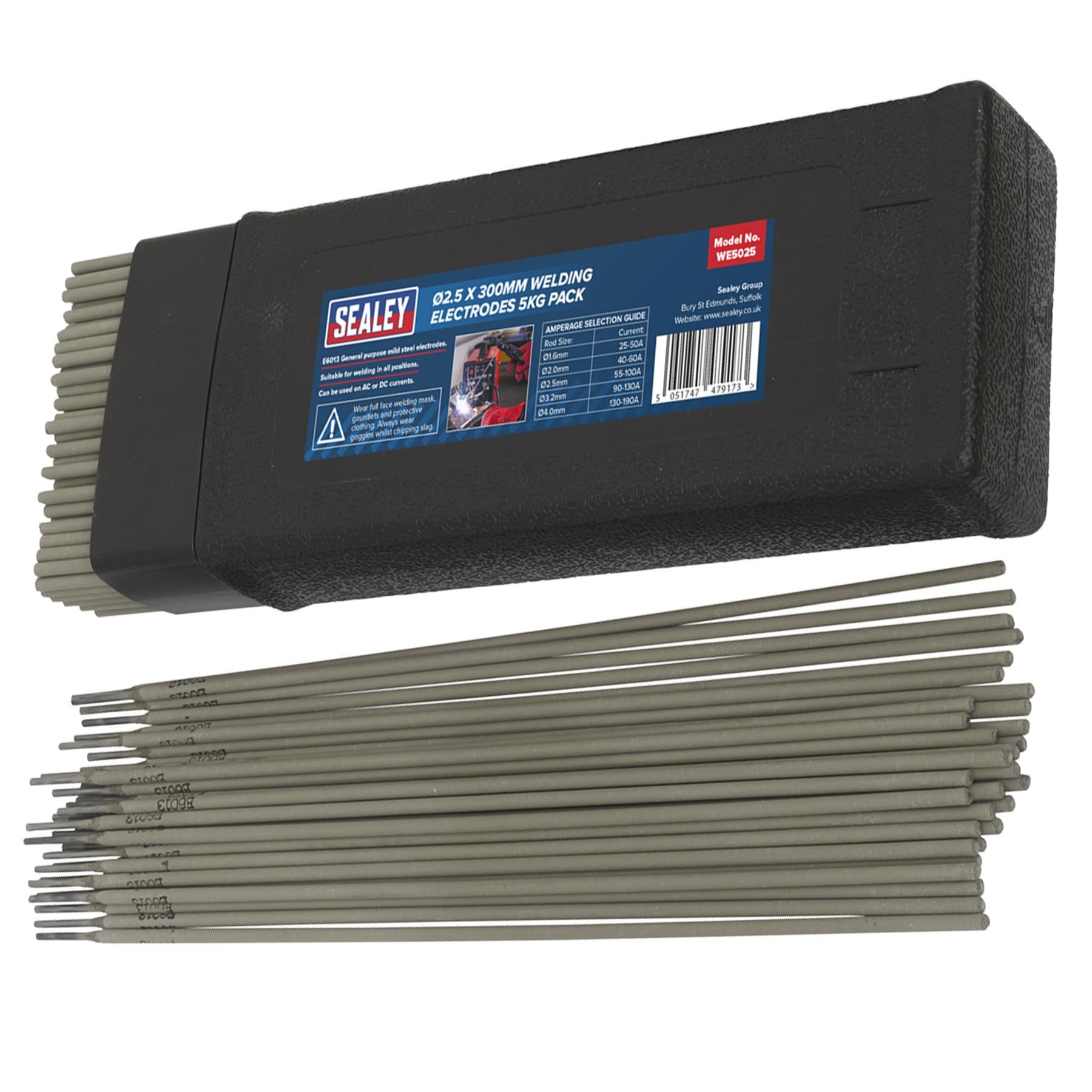 Welding Electrodes 2.5 x 300mm 5kg Pack.mild steel electrodes made Sealey