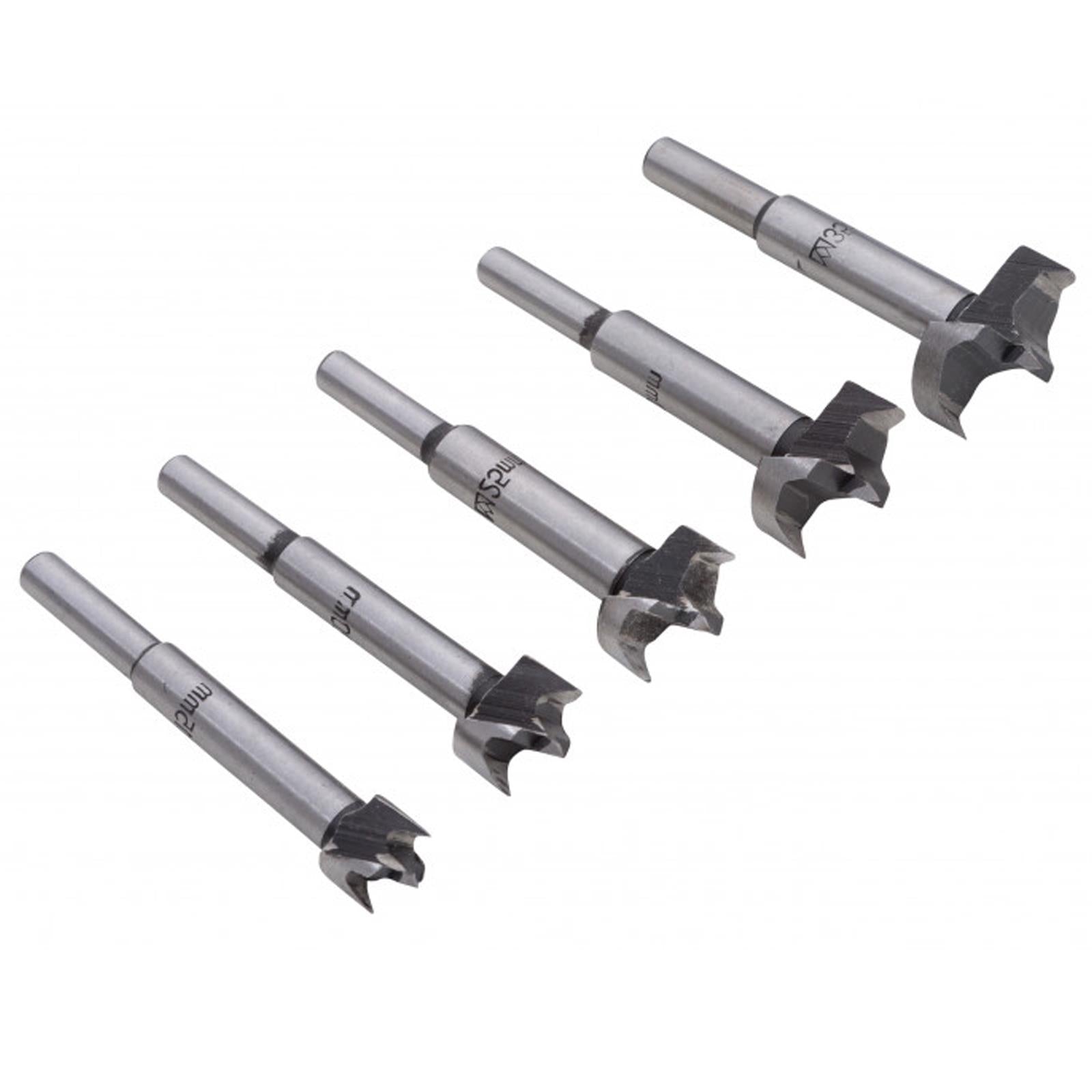 BlueSpot 5pc Forstner Bit Set Drill 15mm 20mm 25mm 30mm 35mm Wood Hole Precision