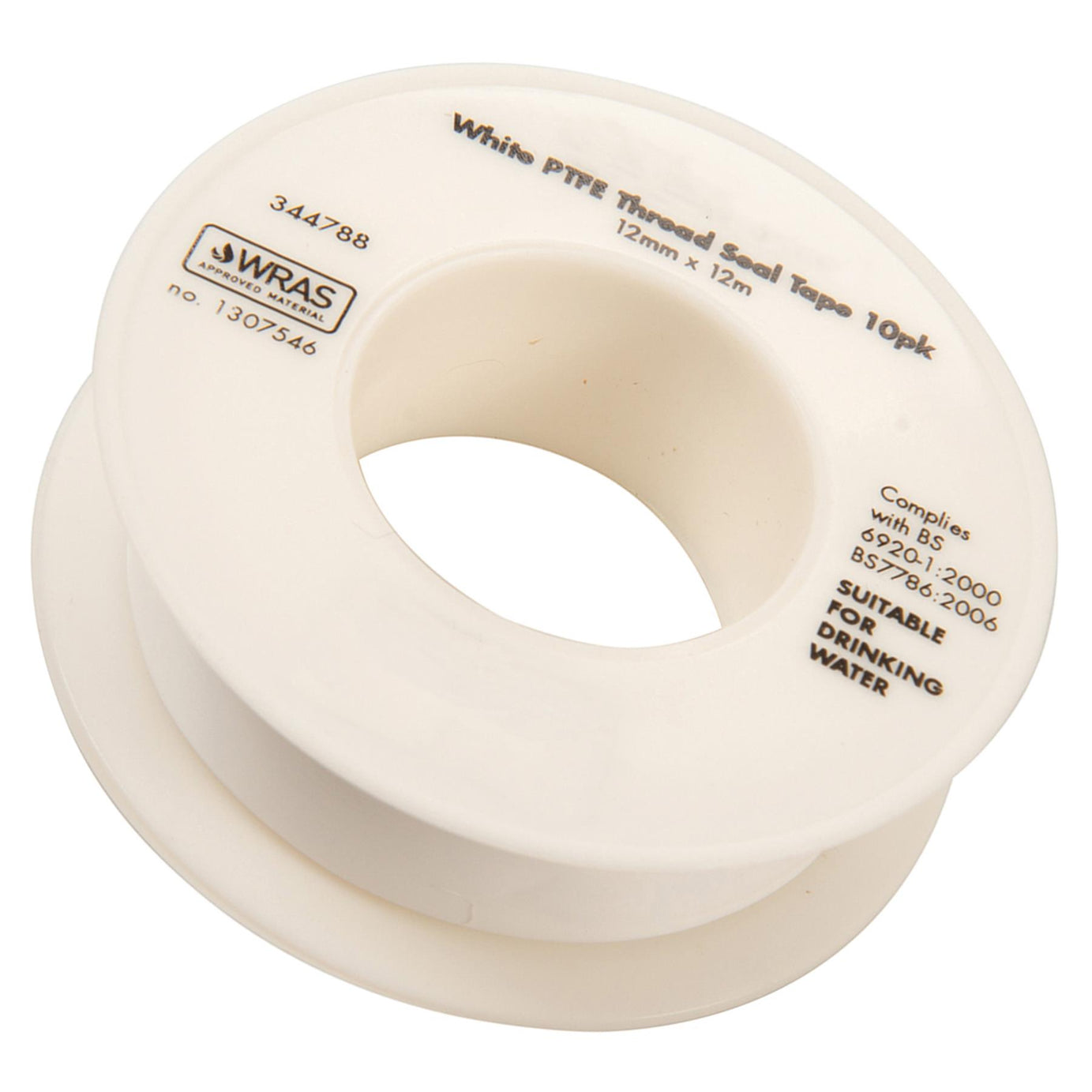 White PTFE TAPE Threaded Seal Fitting Water Plumbing Tape 12mm x 12m Pack of 10