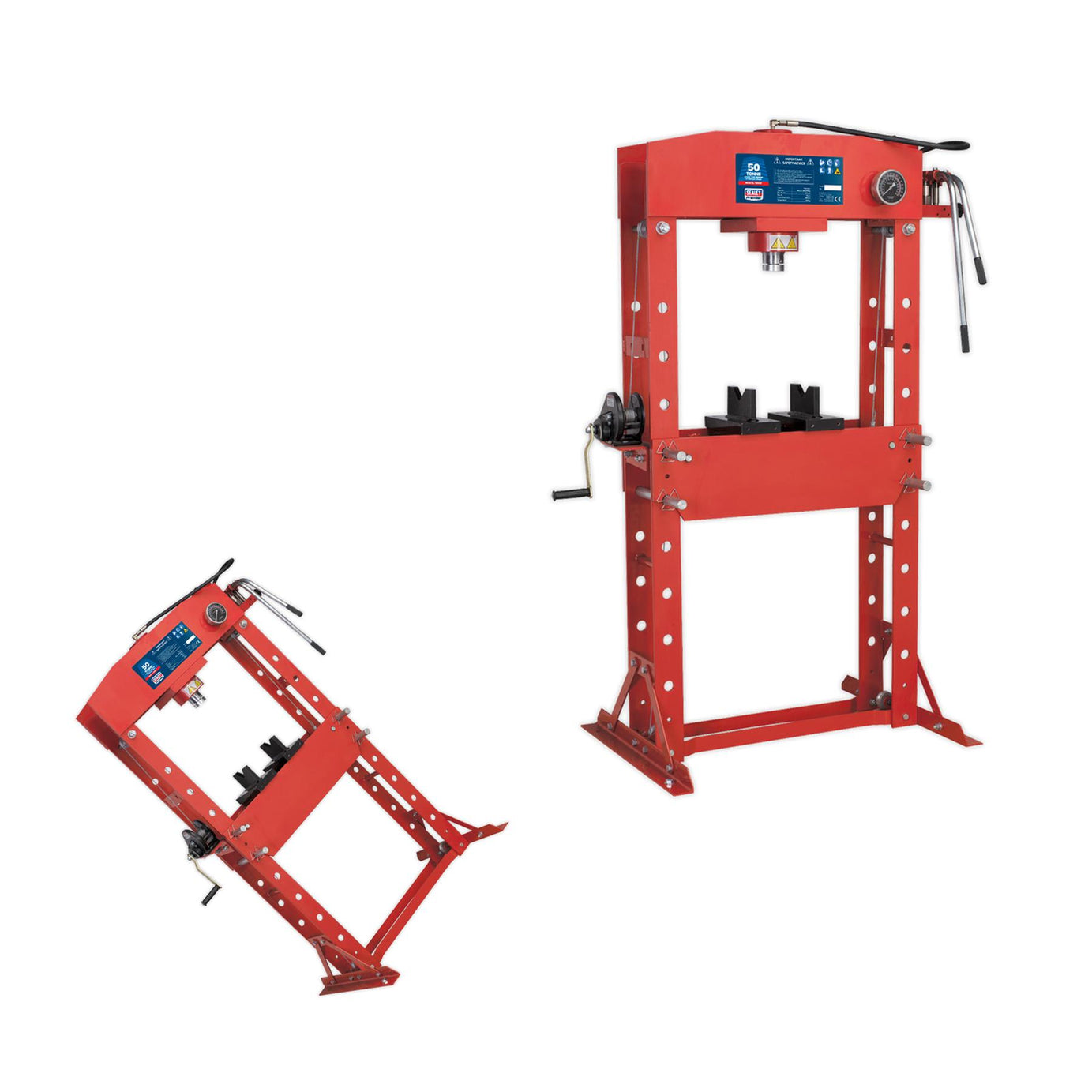 Sealey Hydraulic Press 50tonne Floor Steel Frame & Flat Pressing Plate