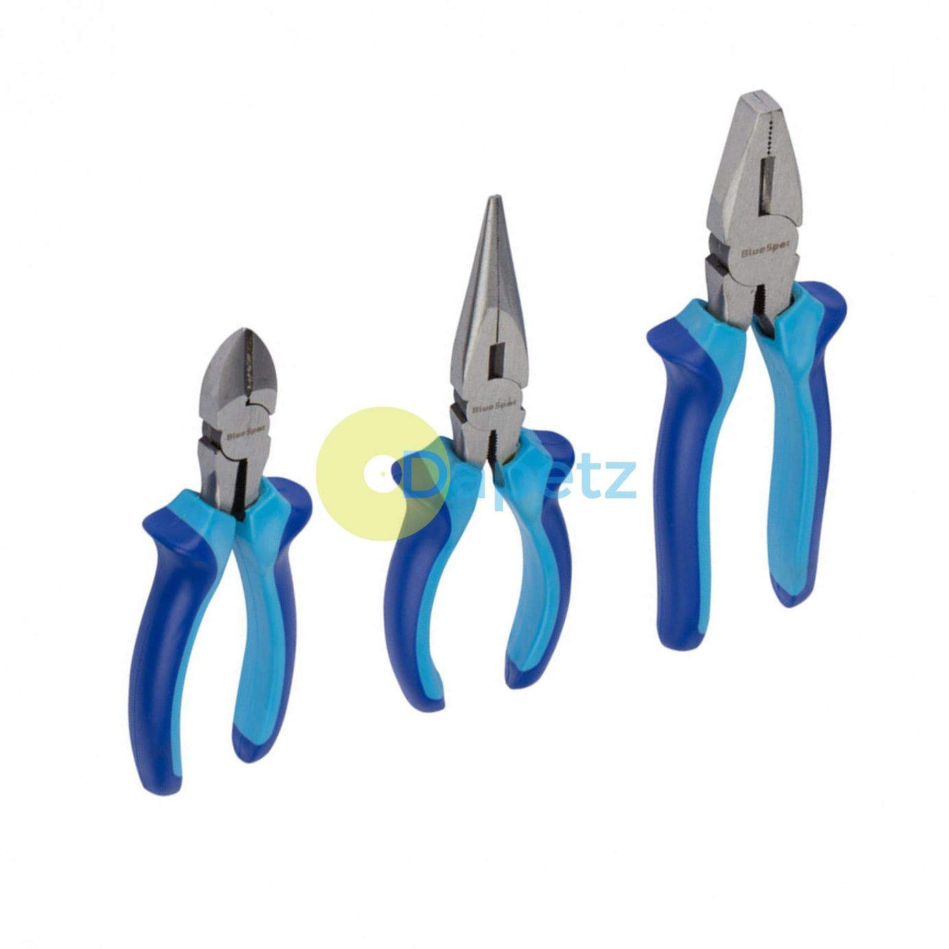 BlueSpot 3Pce Plier Set Soft Grip Handle Long Nose Pliers Cutters 150mm