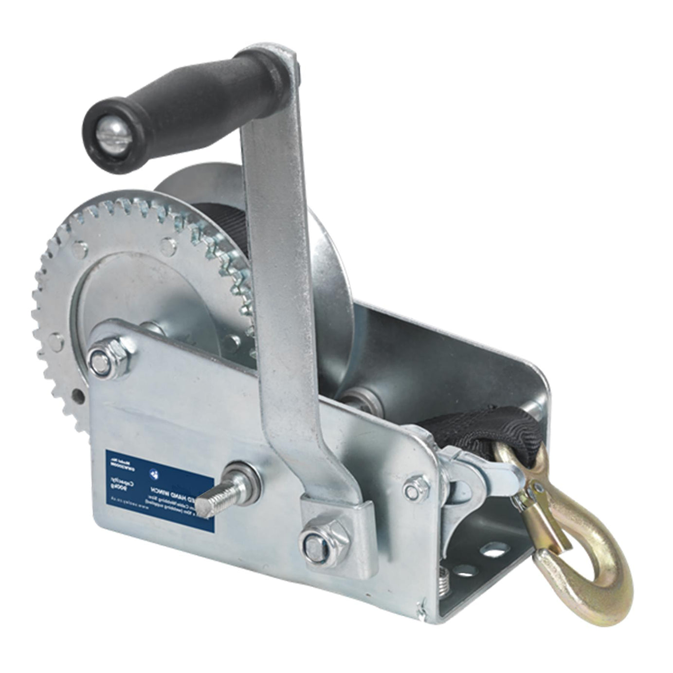 Sealey Geared Hand Winch 900kg Capacity with Webbing Strap