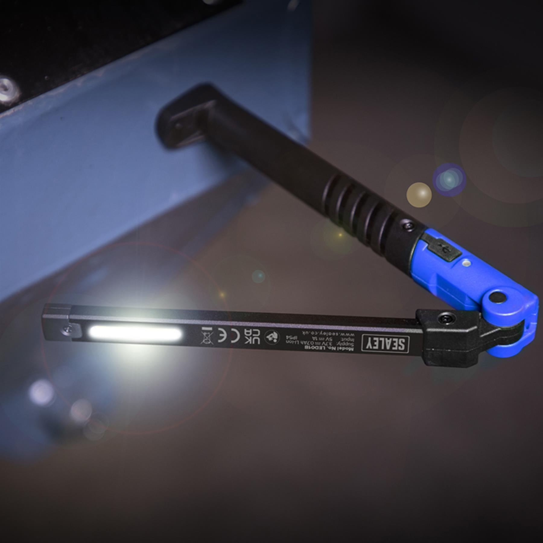 Sealey R/Charge Slim Folding Pocket Light 2 COB & 1 SMD LED - Blue