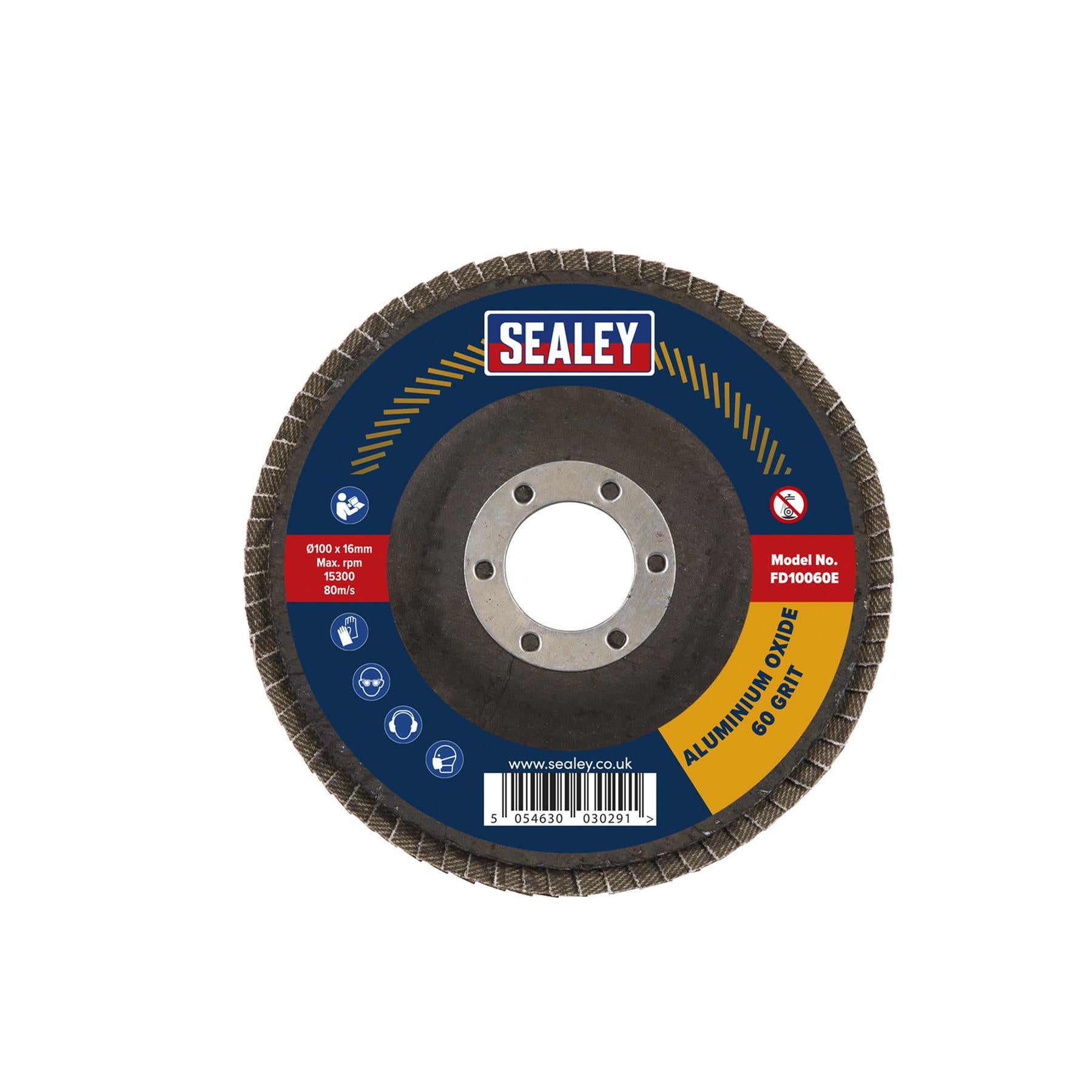 Sealey Flap Disc Aluminium Oxide Ø100mm Ø16mm Bore 60Grit