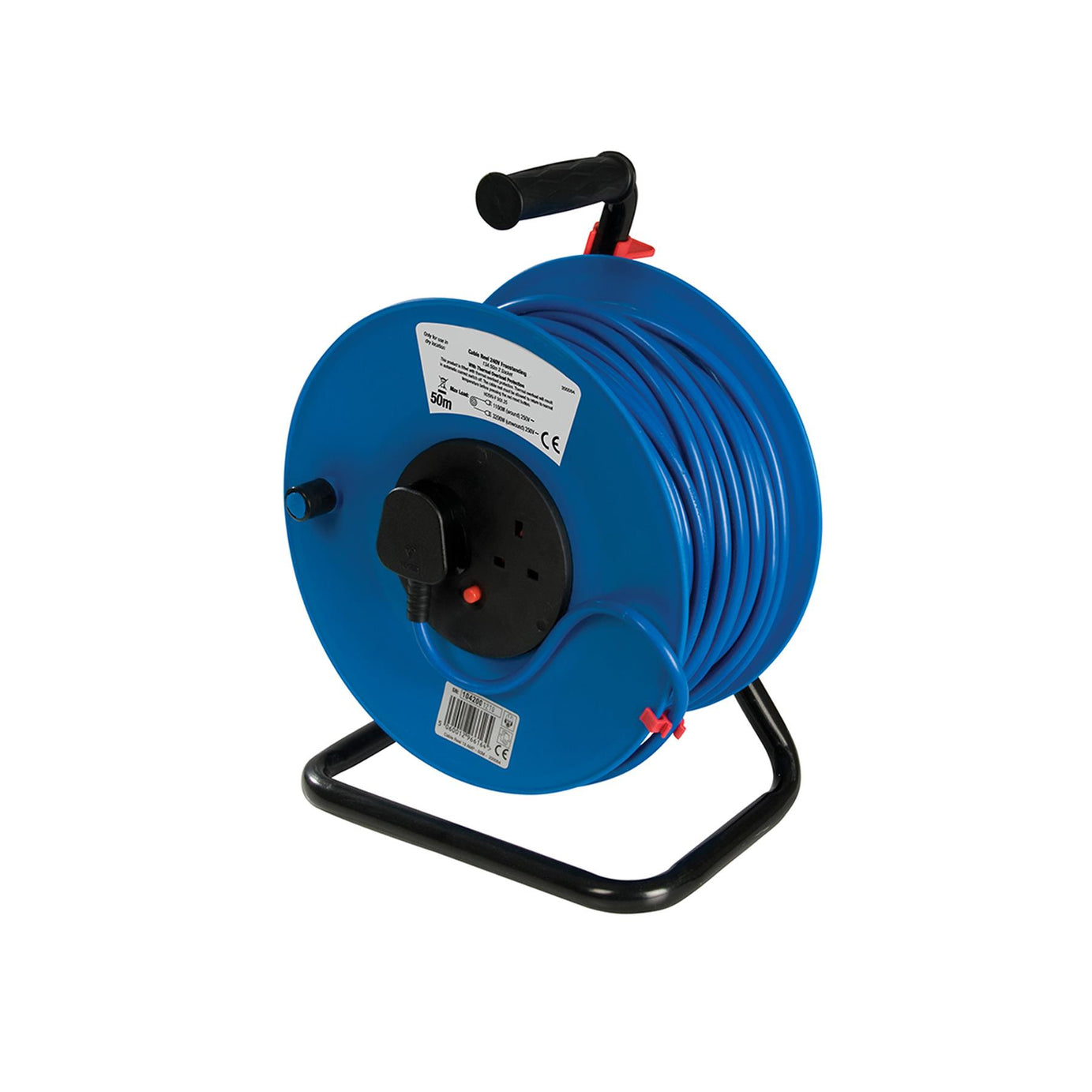 Power Master Cable Reel 240V Freestanding 13A 50M 2 X 240V Drum-Mounted Sockets