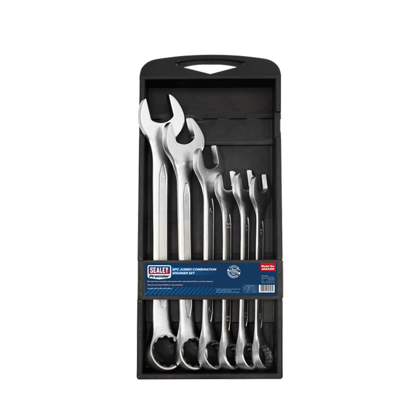 Sealey Combination Spanner Set 6pc Jumbo Metric Chrome Vanadium Steel