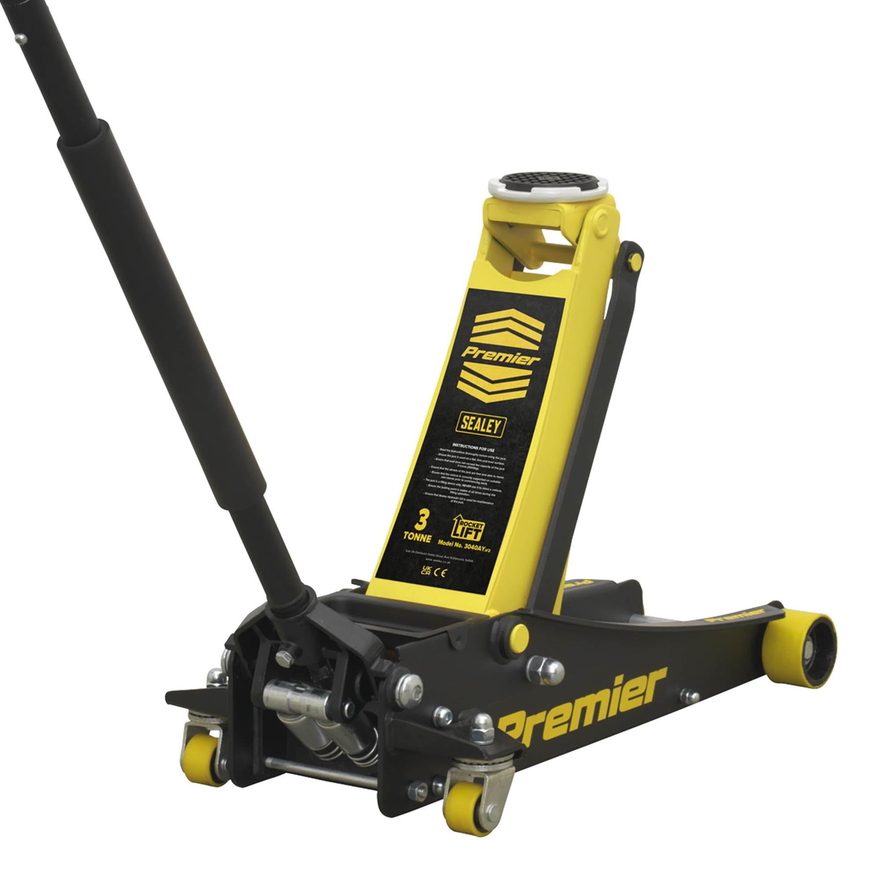 Sealey Trolley Jack 3tonne Rocket Lift Yellow Garage Workshop DIY