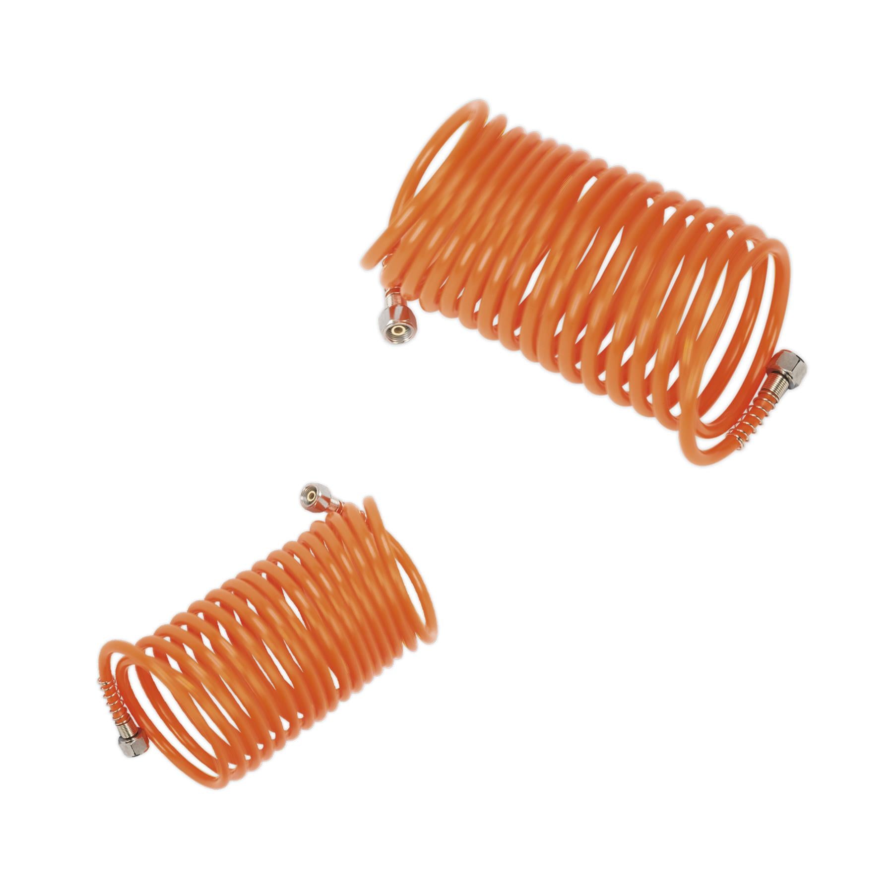 Sealey PE Coiled Air Hose 5m x Ø5mm with 1/4"BSP Unions