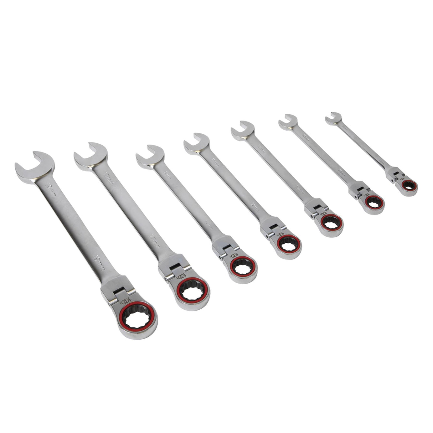 Sealey Flexi-Head Ratchet Comb. Spanner Set 7pc Platinum Series