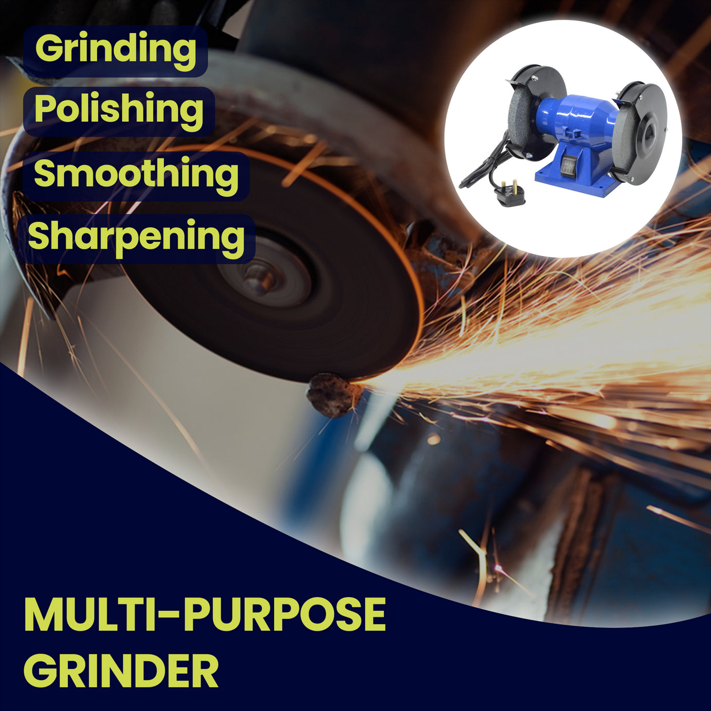 Worktop Bench Grinder 150mm 150W Power Tools Top Polish 3Y Guarantee