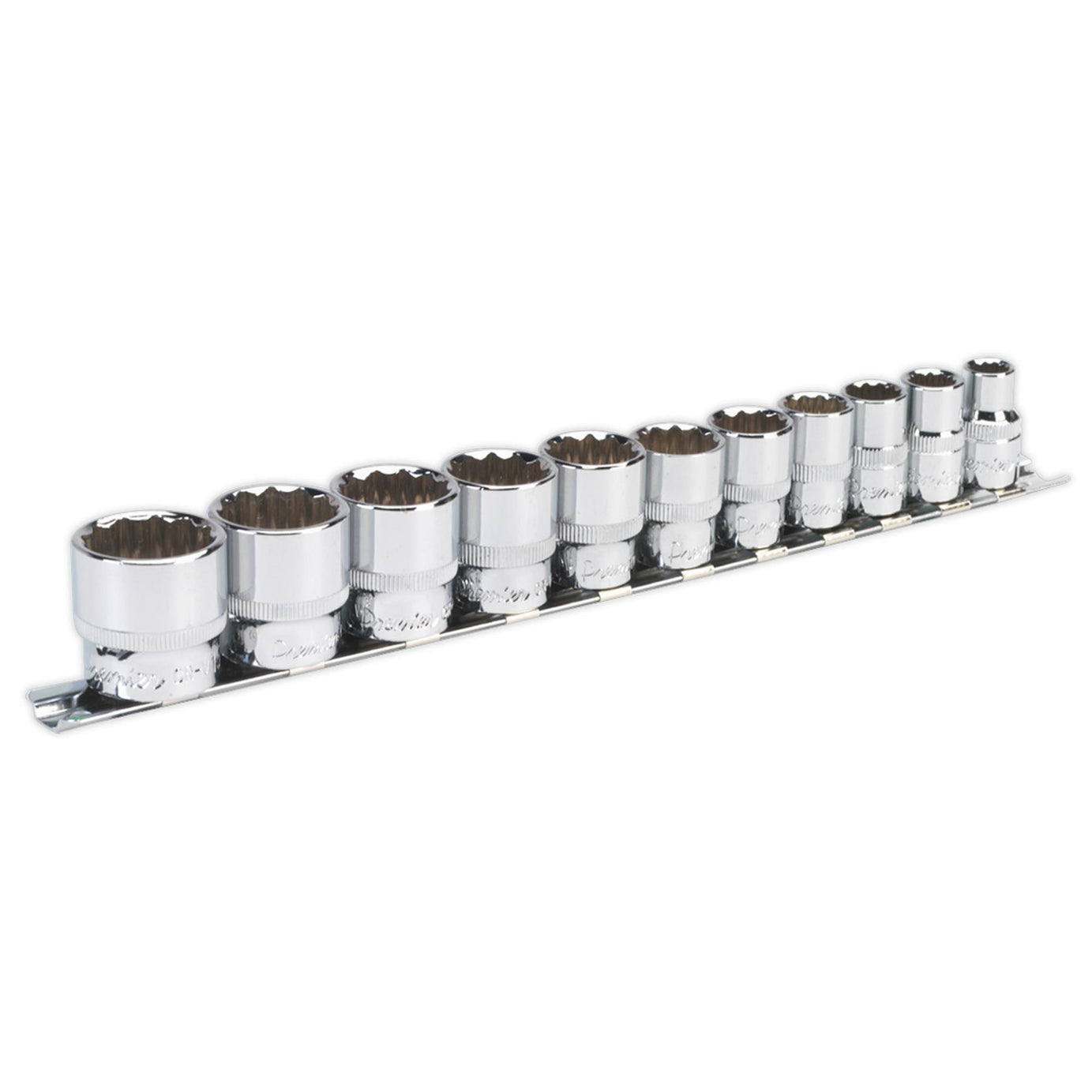 Sealey Premier 11 Piece Bi-Hex 3/8" Sq Dr Imperial AF Socket Set + Rail
