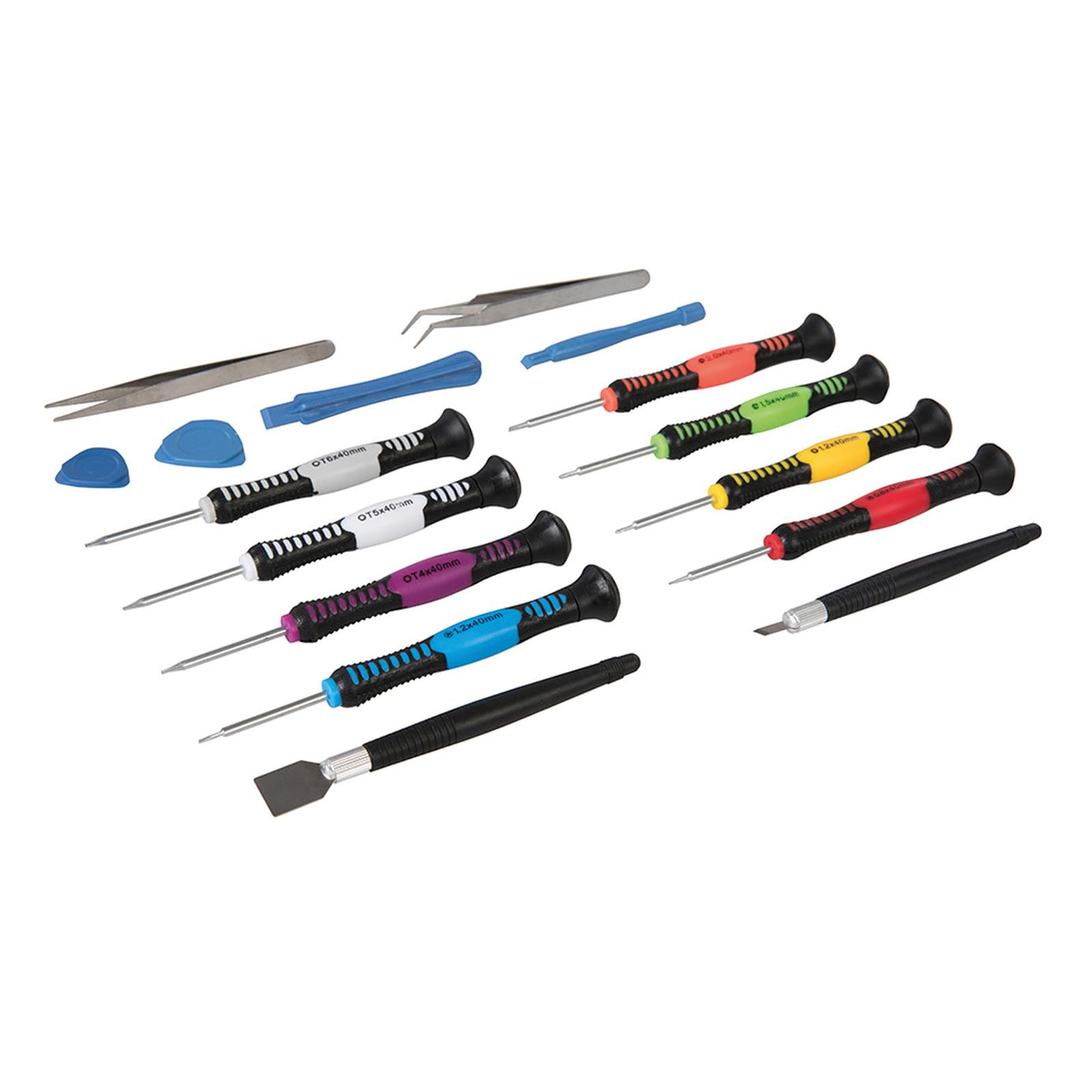 Precision Phone Repair Kit 16Pc Steel Tool Set With Soft Grip Plastic Handles