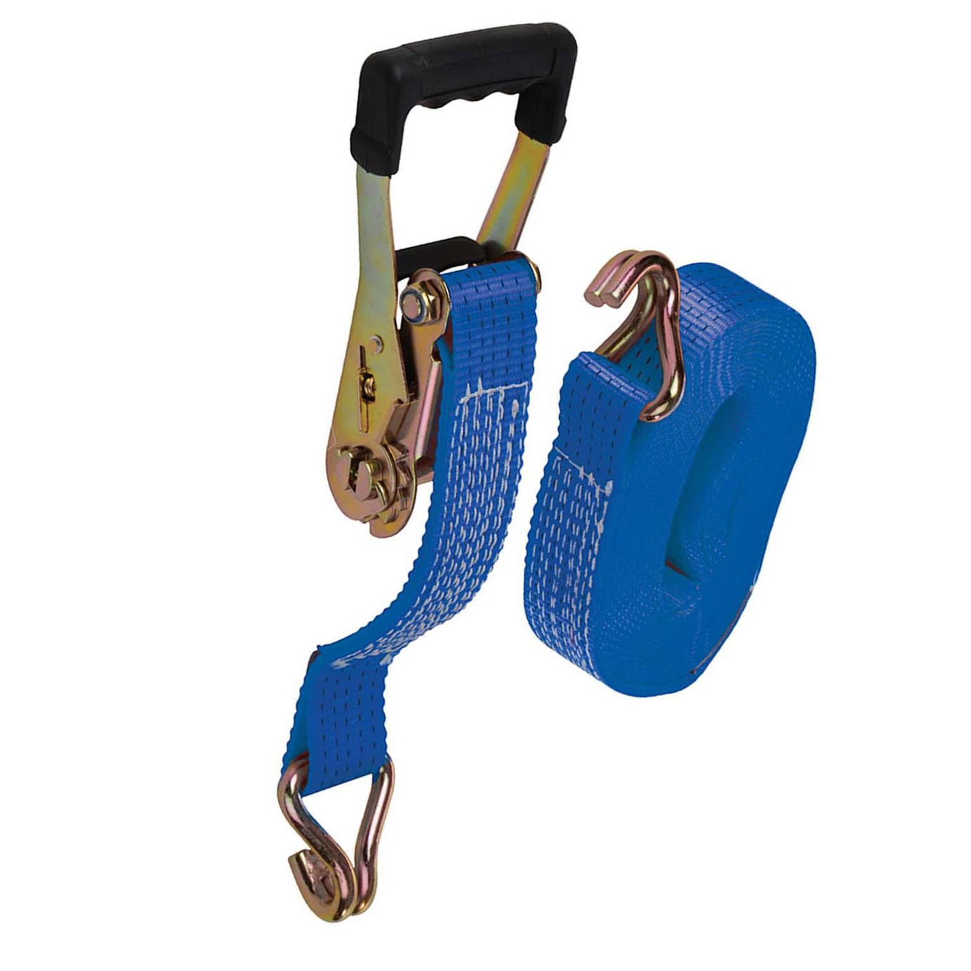 Rubber-Handled Ratchet Tie Down Strap J-Hook 8M X 50mm - Rated 1700Kg DIY
