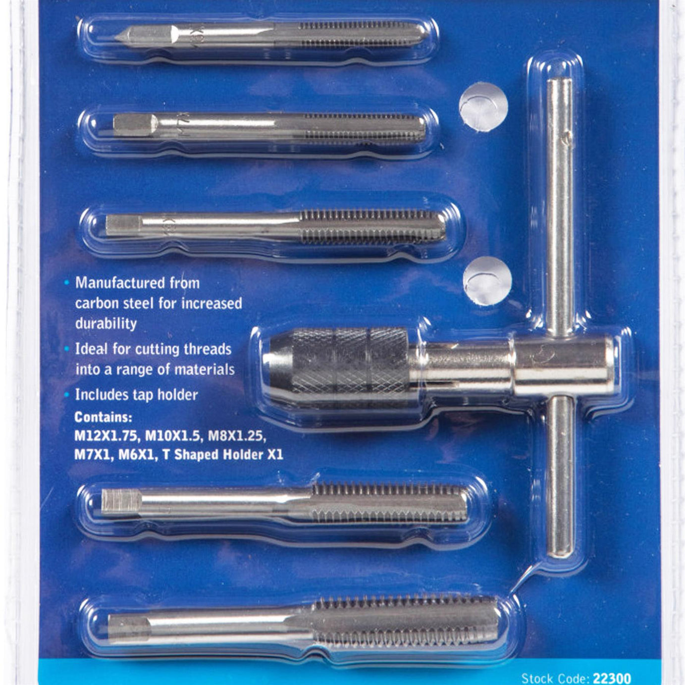 Bluespot 6pc Tap Set Chuck Set Metric M6 M7 M8 M10 & M12 Steel Thread Cutter