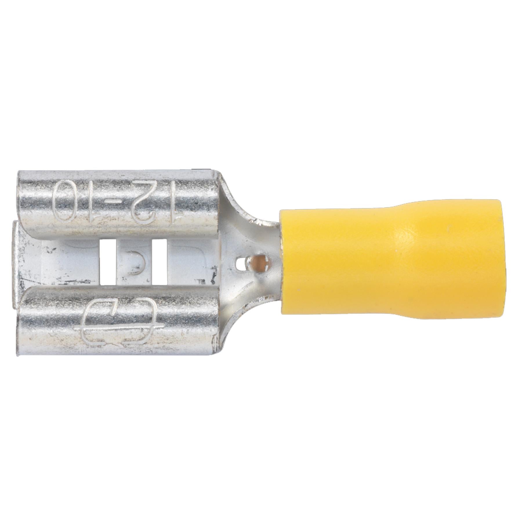 Push-On Terminal 9.5mm Female Yellow Pack of 100 Sealey