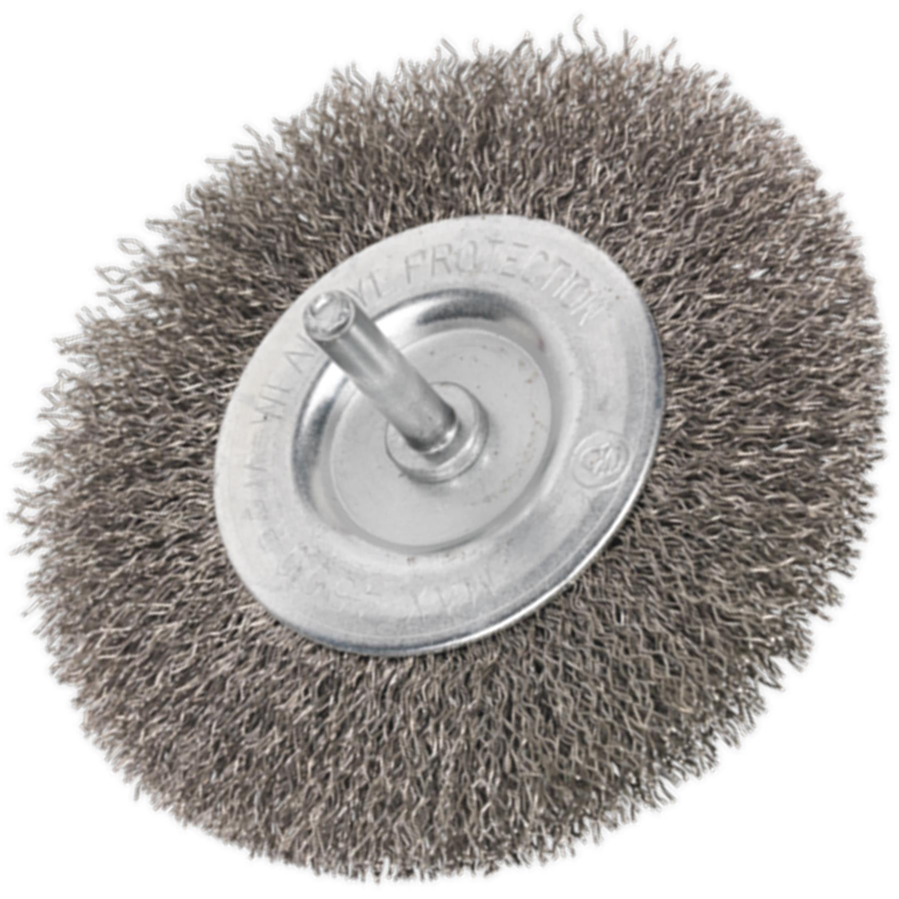 Sealey Flat Wire Brush Stainless Steel 100mm with 6mm Shaft