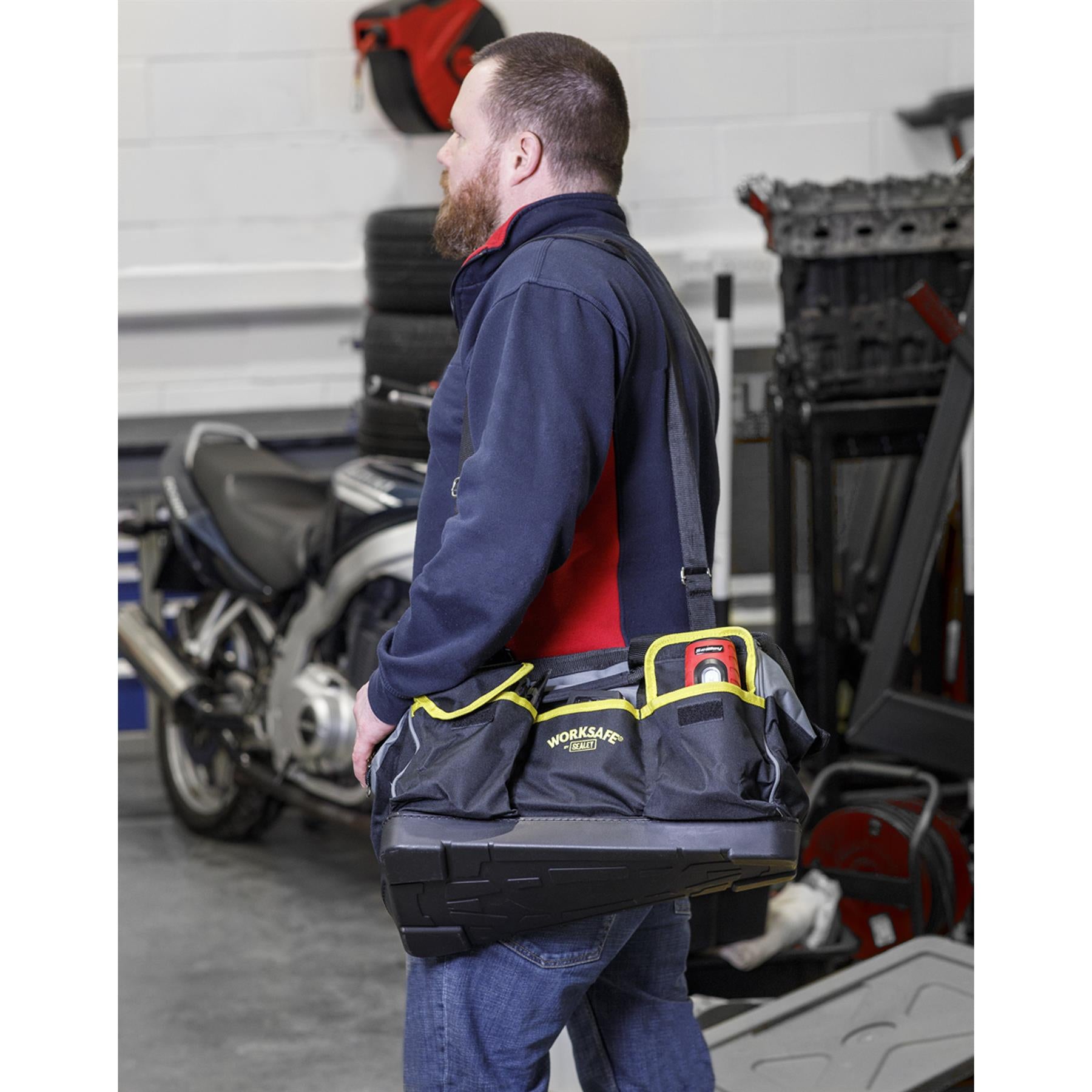 Worksafe Toolbag 440mm. A Hard-Wearing Plastic Base. Sealey