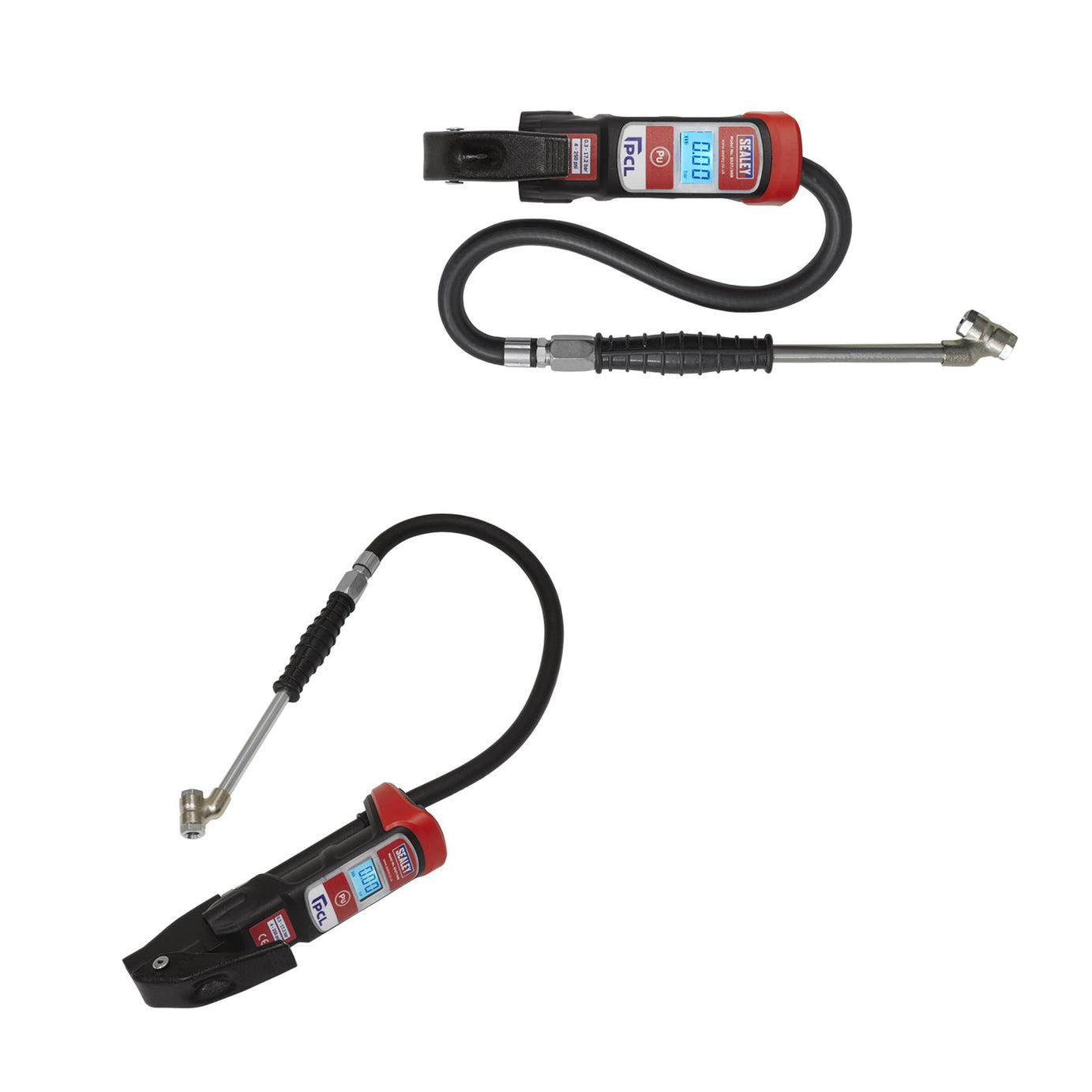 Sealey Prem. Anodised Digital Tyre Inflator-Twin Push-On Connector