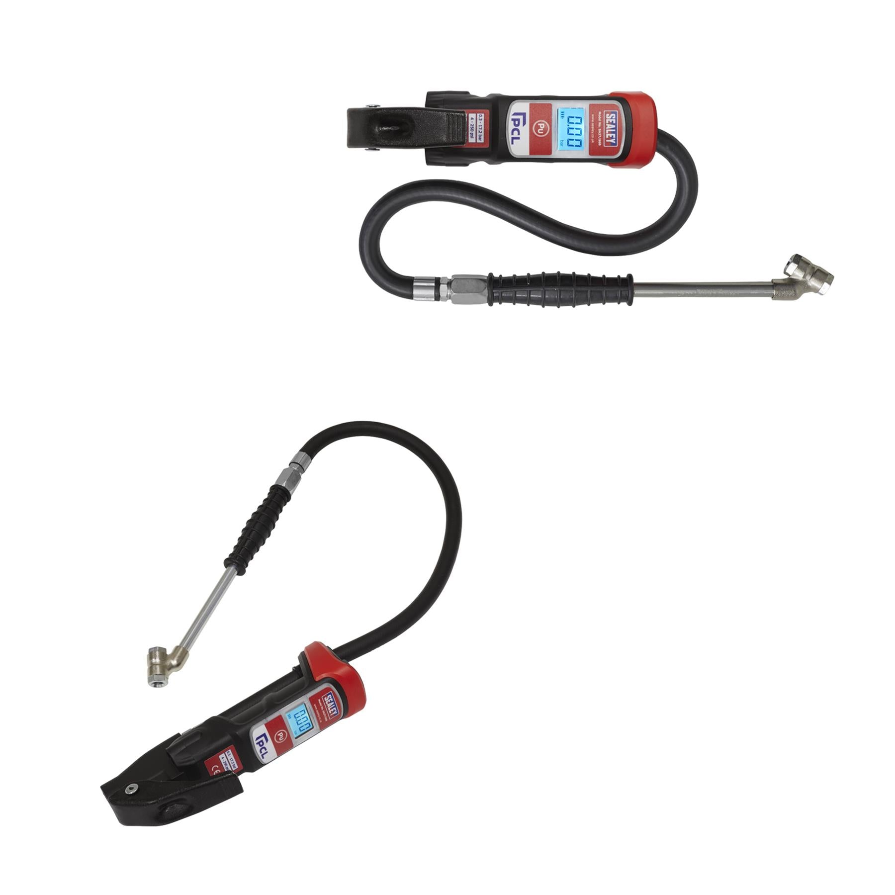 Sealey Prem. Anodised Digital Tyre Inflator-Twin Push-On Connector