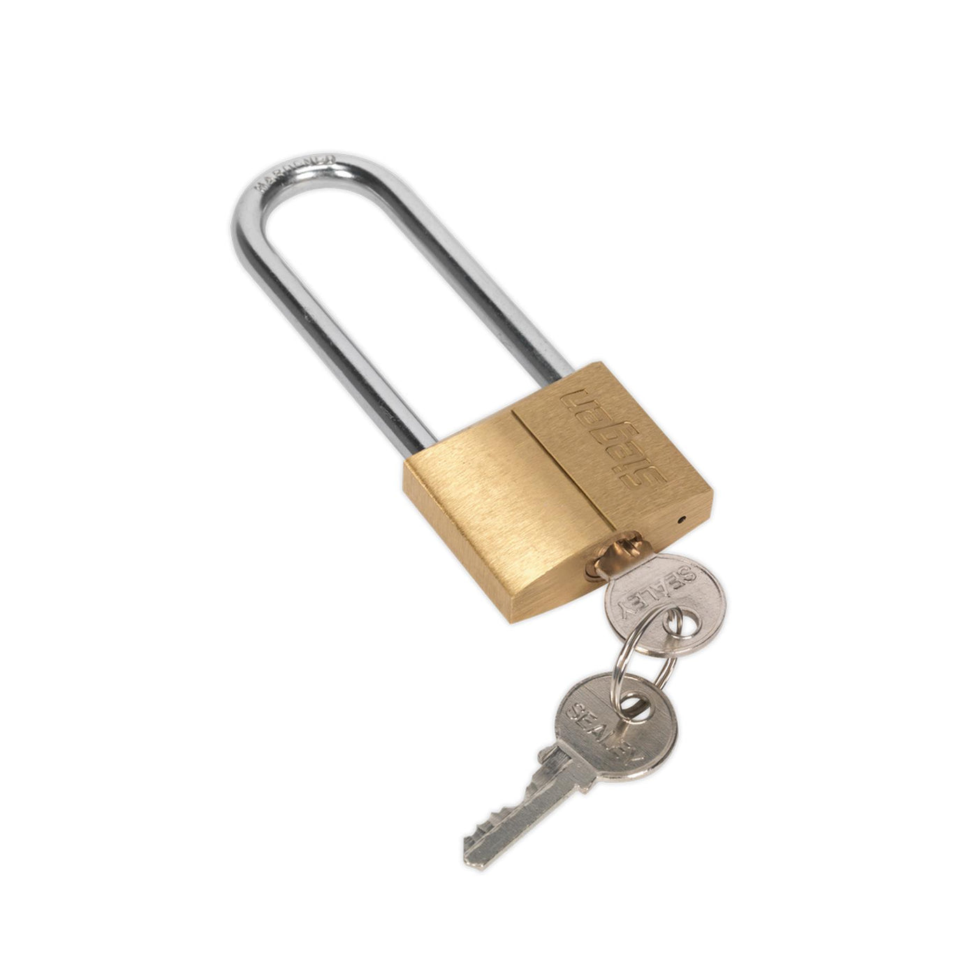 Sealey Brass Body Padlock with Brass Cylinder Long Shackle 40mm