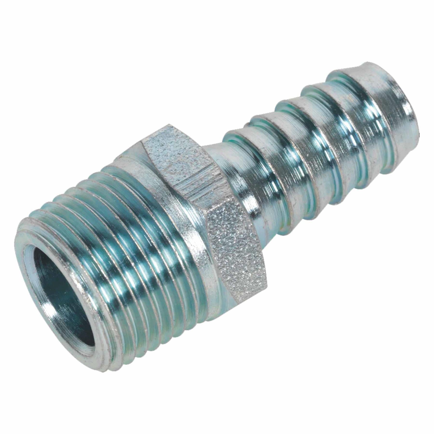 Screwed Tailpiece Male 3/8"BSPT - 3/8" Hose Pack of 5. Sealey