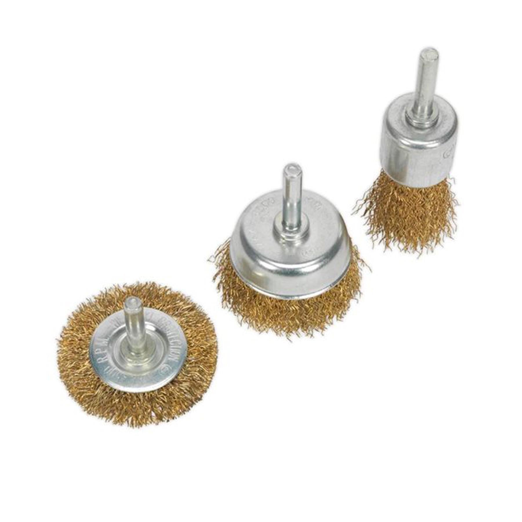 Sealey Wire Brush Set 3pc Brassed