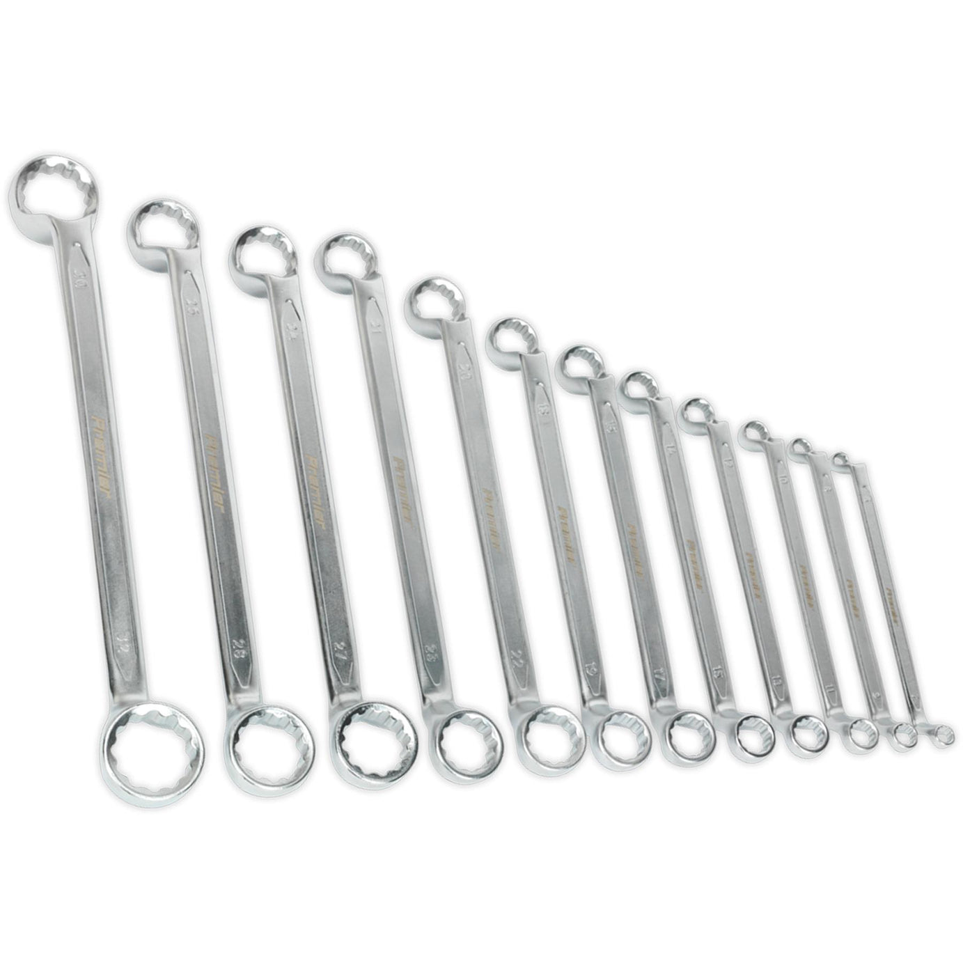 Sealey Offset Double End Ring Spanner Set 12pc Metric