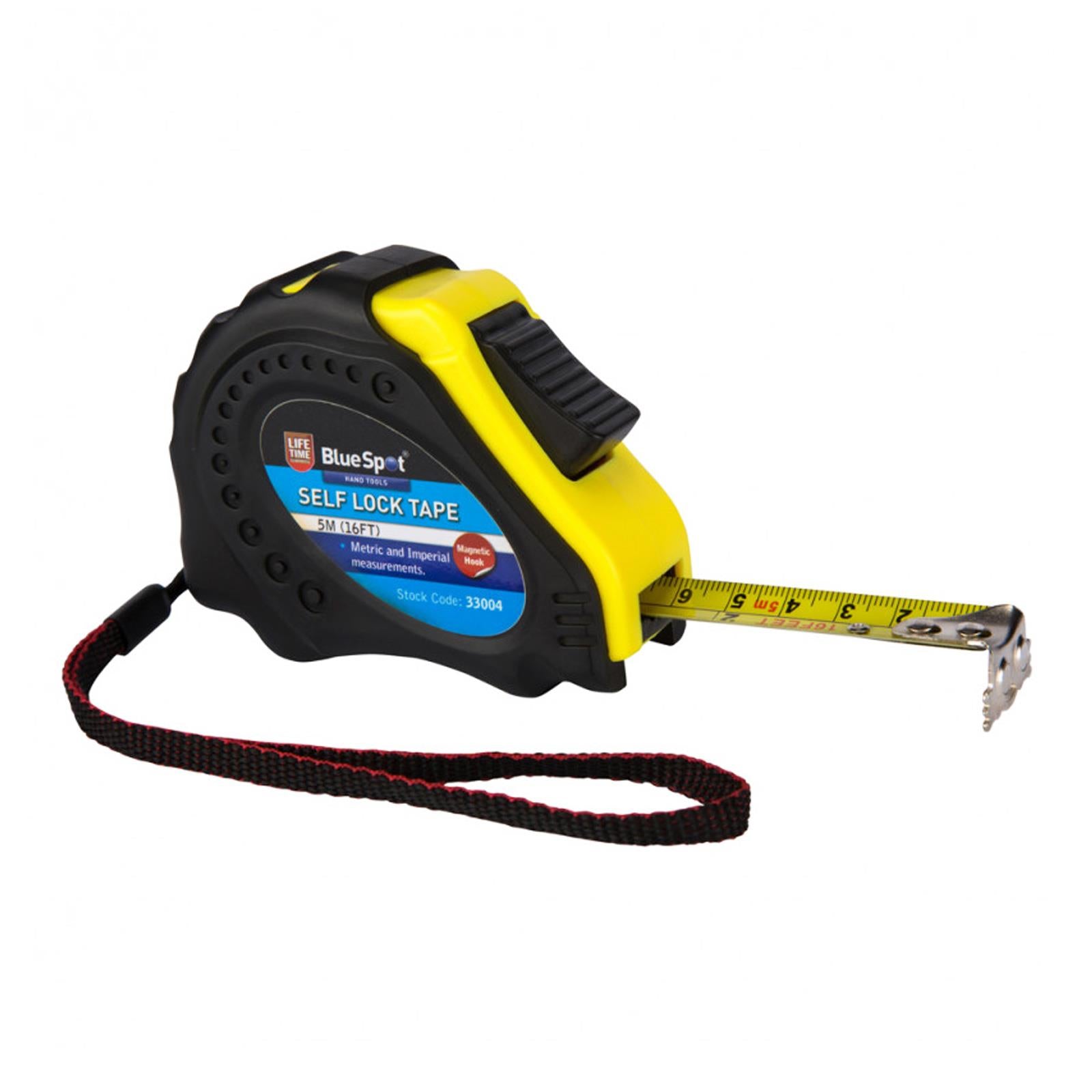 BlueSpot Self-Lock Tape Measure 5m With Magnetic Hook 16Ft Soft Grip Measuring Tools
