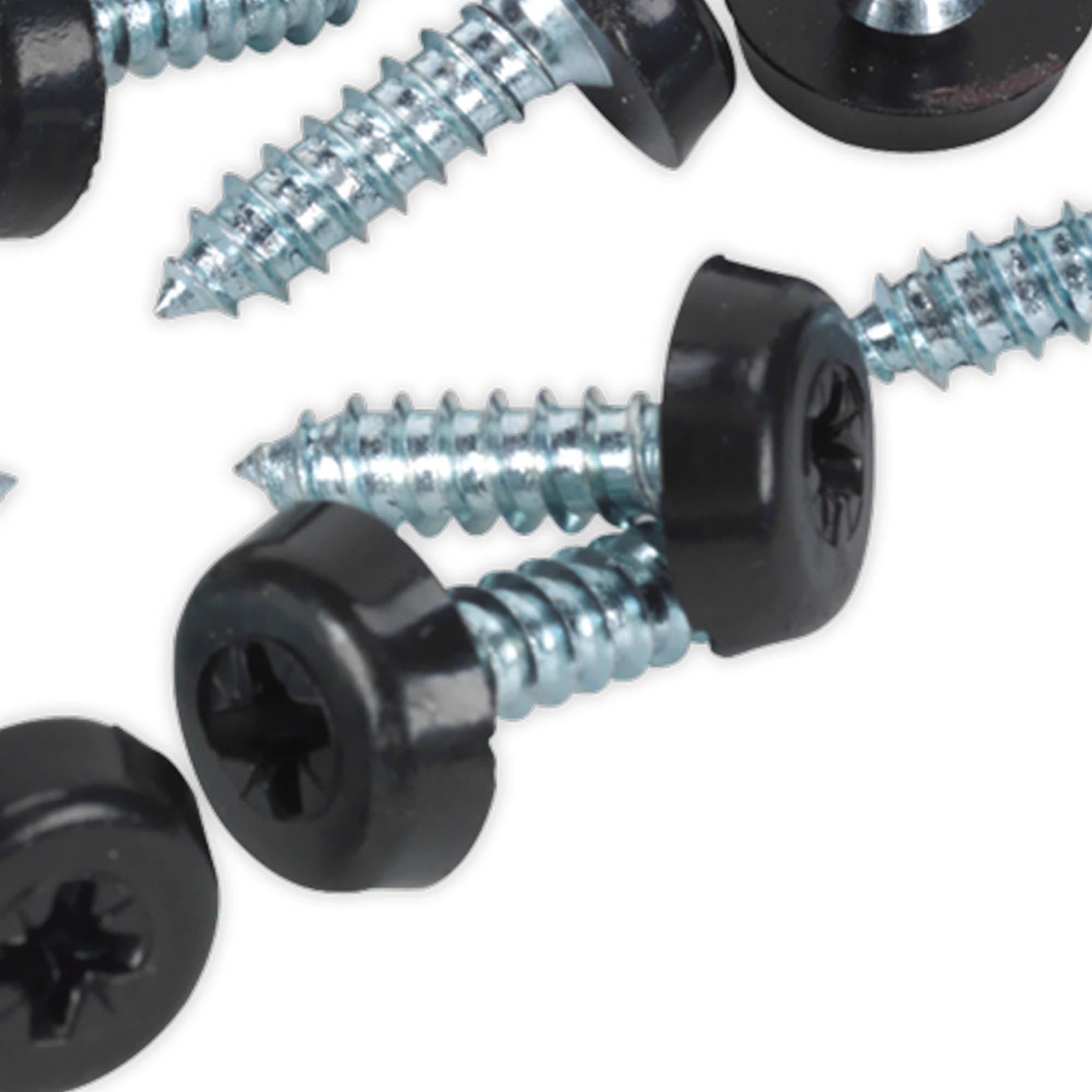 Sealey Numberplate Screw Plastic Head 4.8 x 18mm Black Pack of 50
