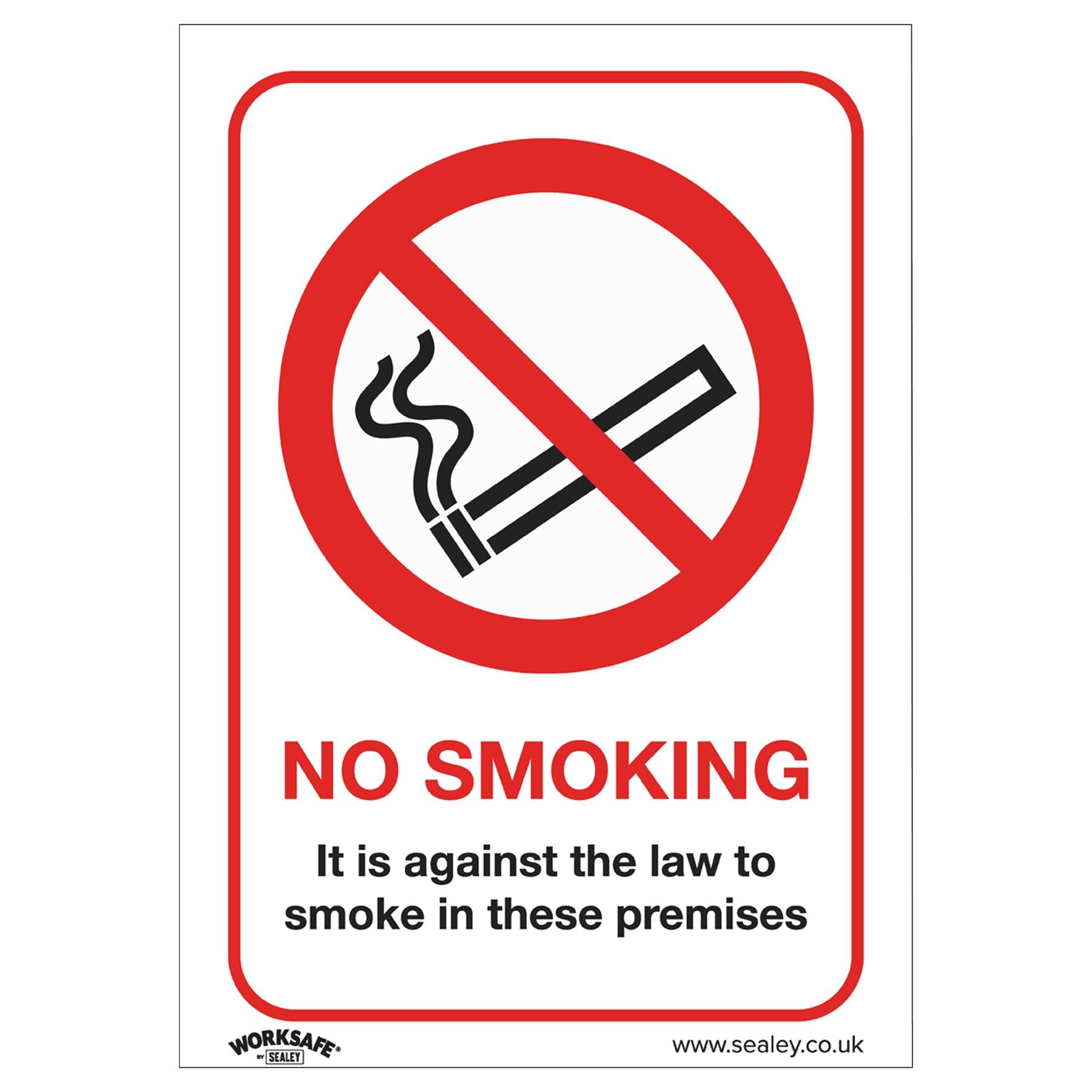 Sealey Safety Sign - No Smoking (On Premises) - Self-Adhes -Pack of 10