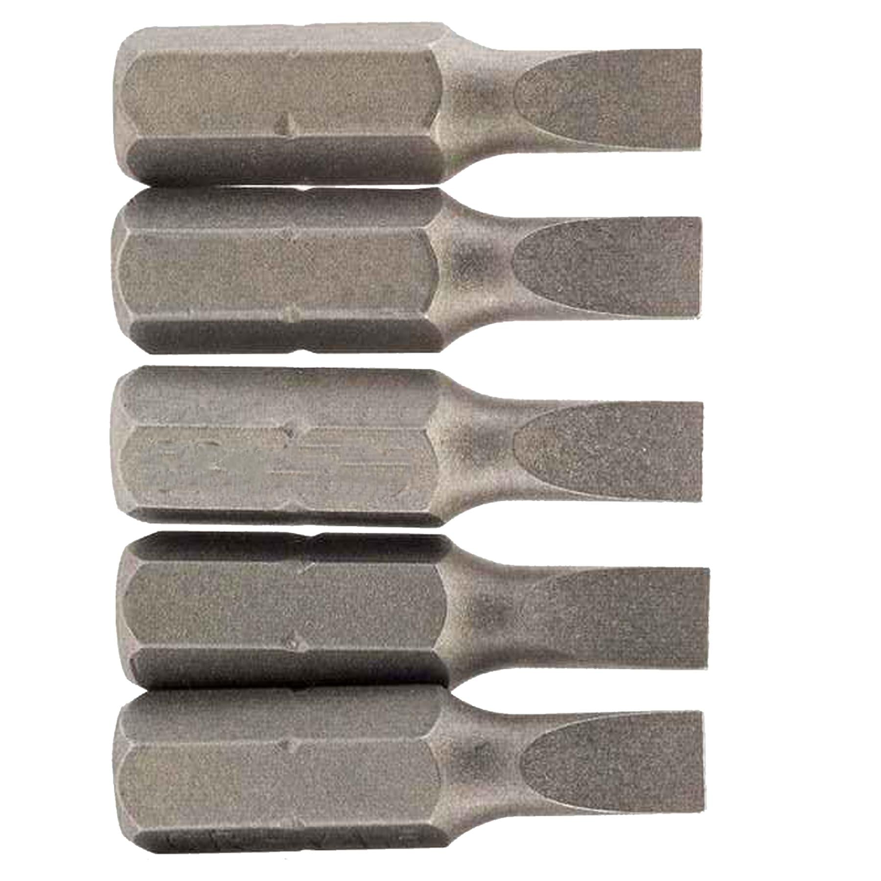 Slotted Screwdriver Bits 6mm CRV Chrome Vanadium Steel 1/4" Hex Drive 5Pcs