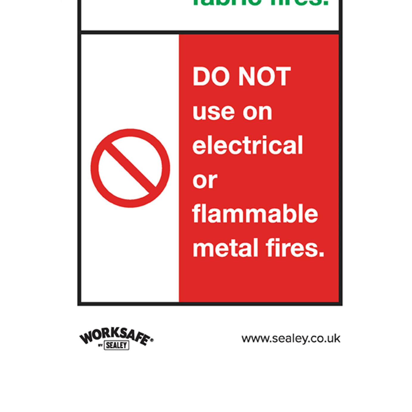 Sealey Safety Sign - Water Fire Ext. - Rigid Plastic - Pack of 10