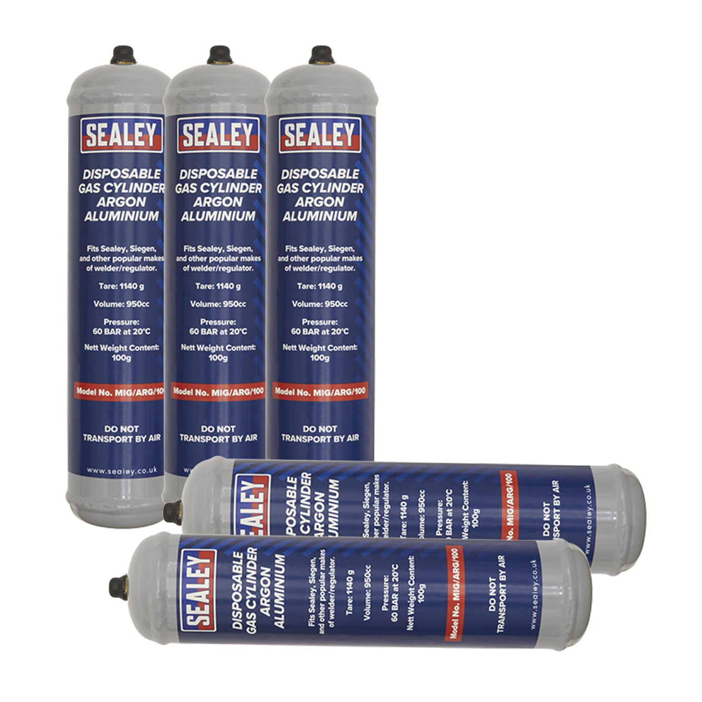 Sealey Gas Cylinder Disposable Argon 100g - Box of 12
